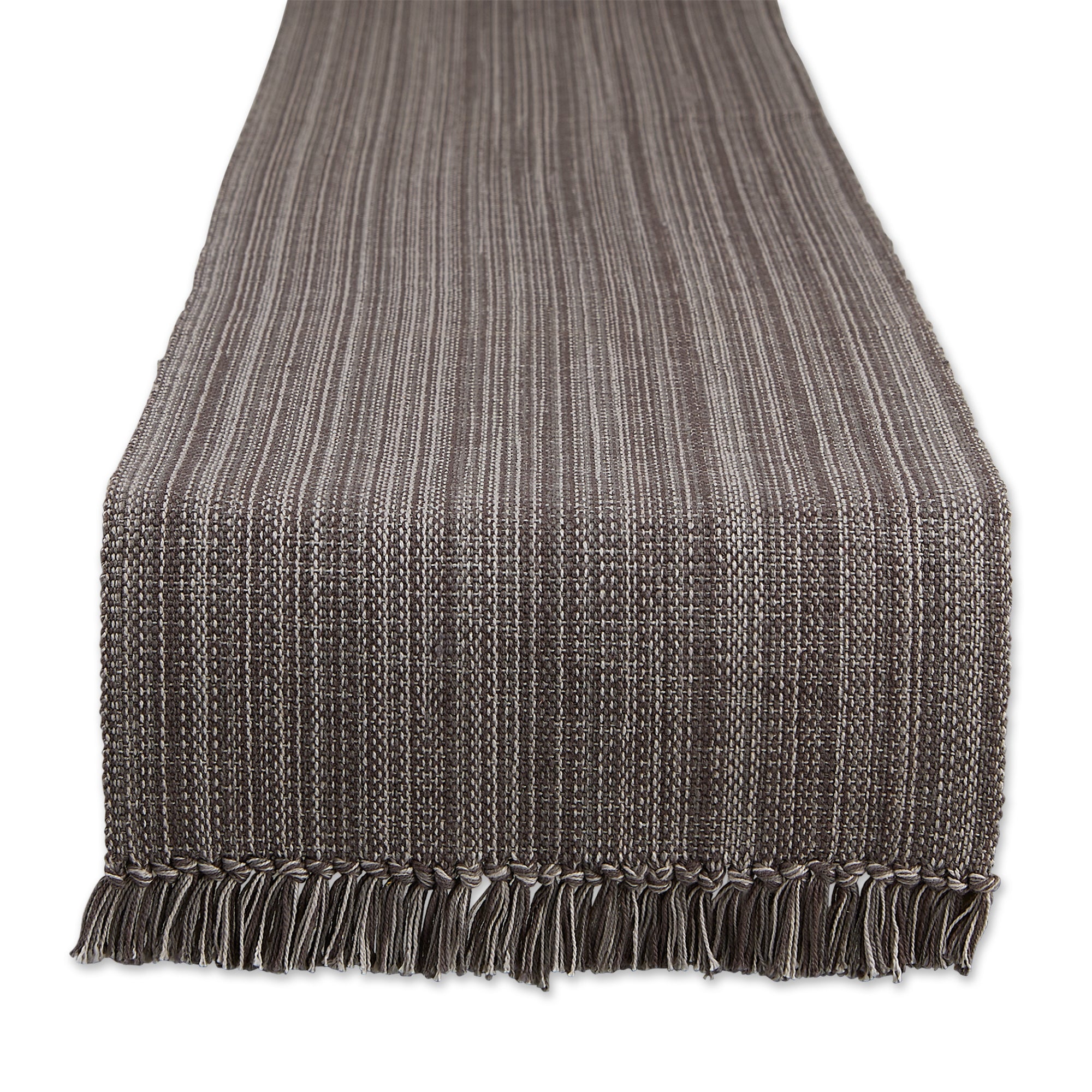 Dii Variegated Gray Fringe Table Runner