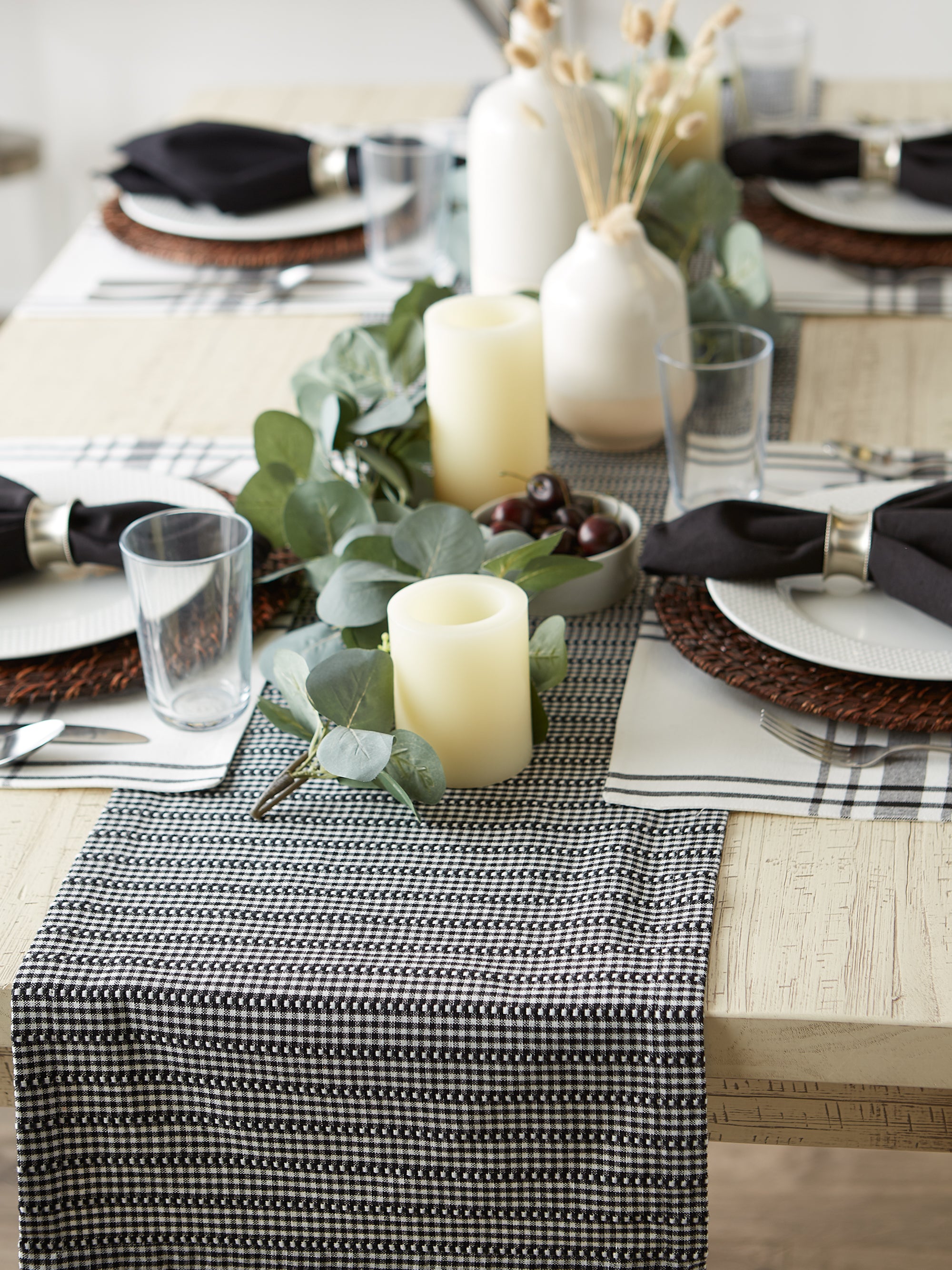 DII Black Farmhouse Gingham Table Runner