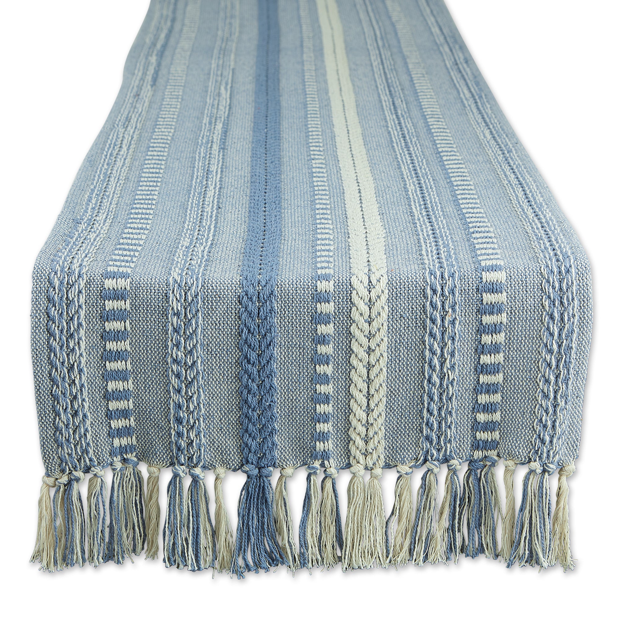 Dii Stonewash Blue Braided Stripe Table Runner