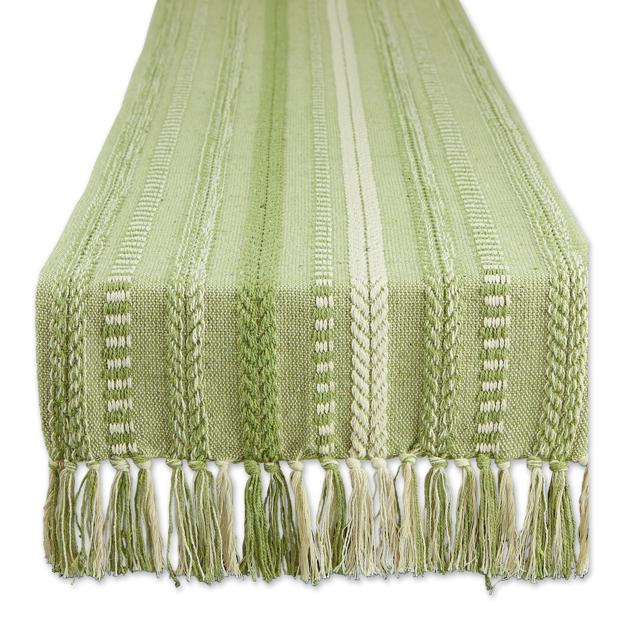 Dii Antique Green Braided Stripe Table Runner