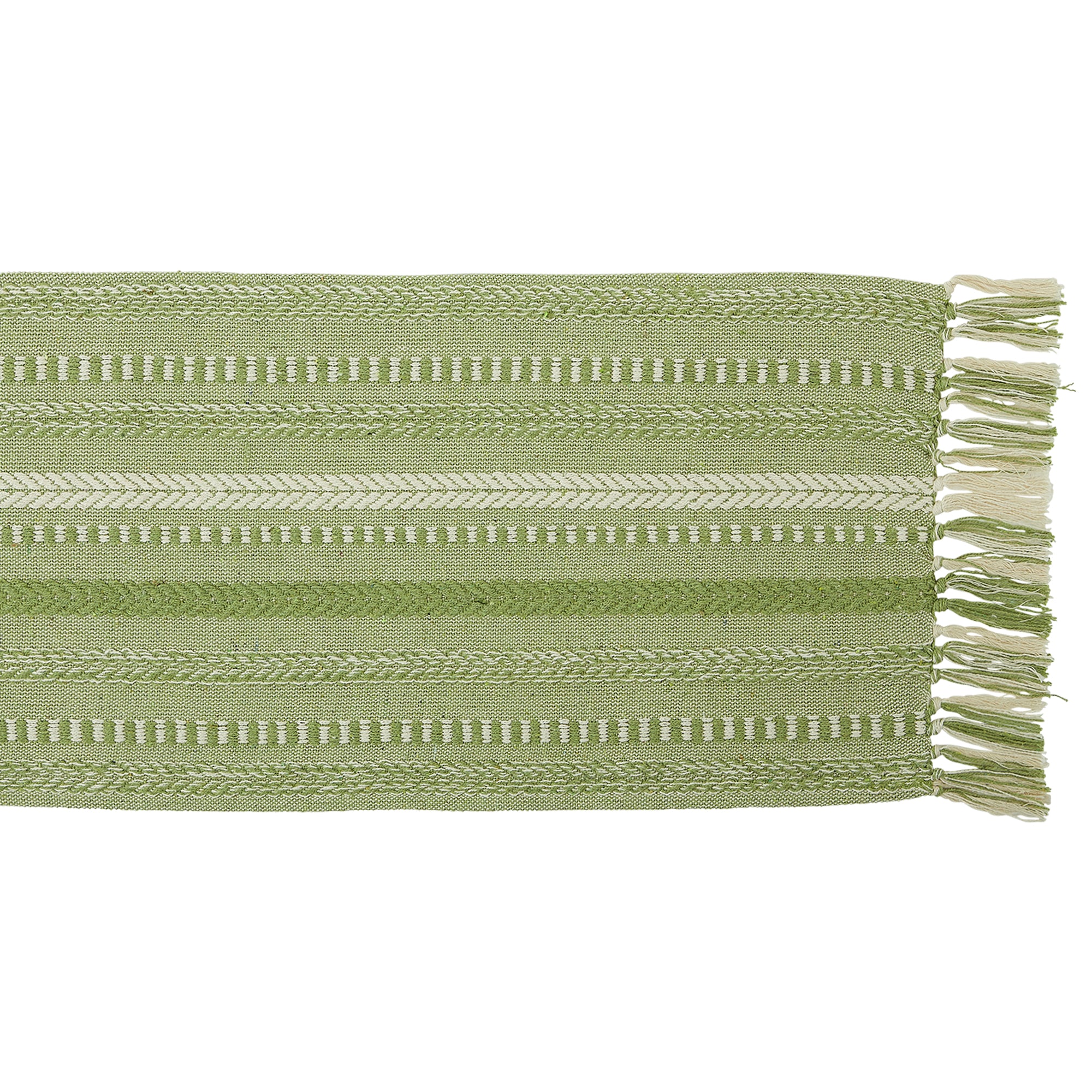 Dii Antique Green Braided Stripe Table Runner