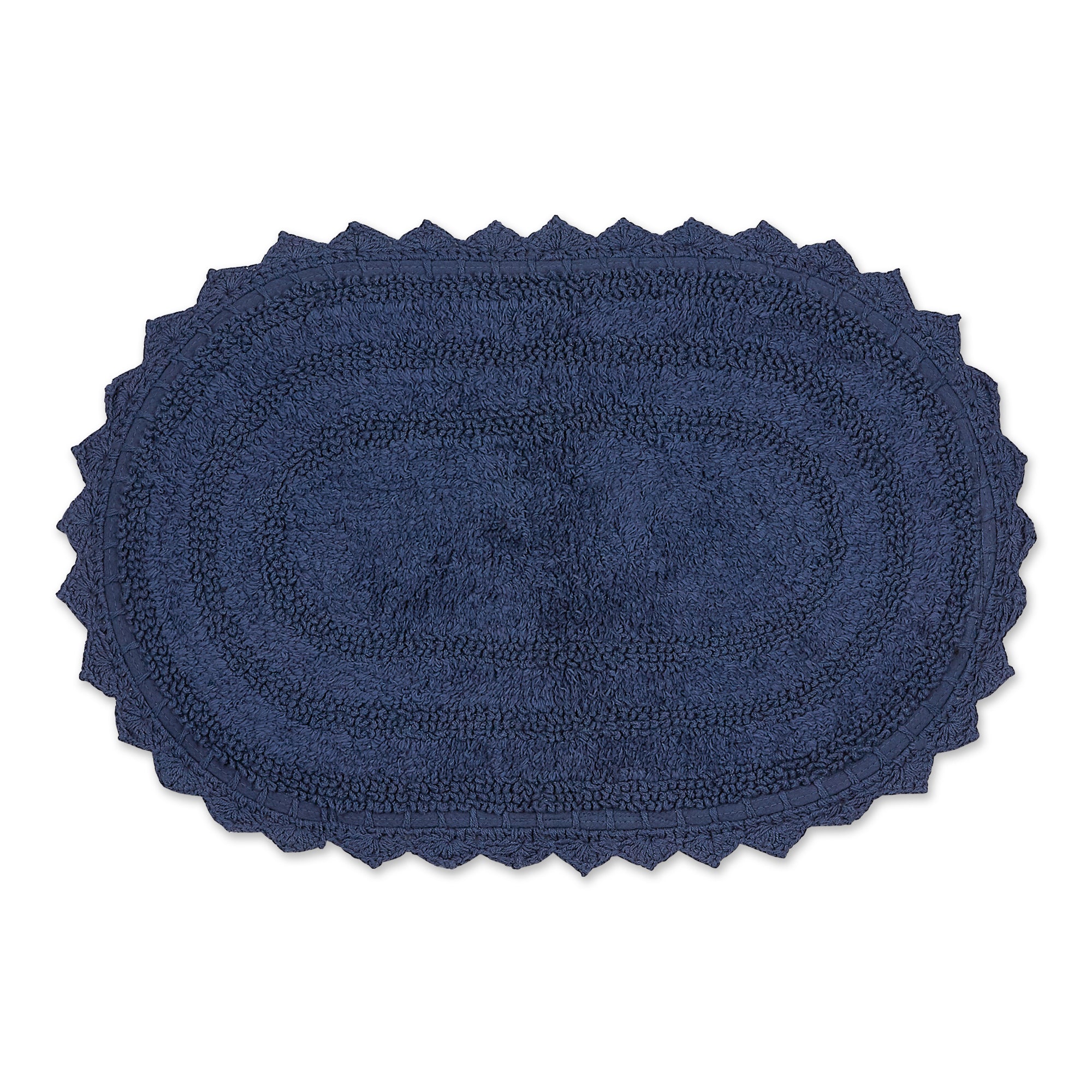 Dii French Blue Small Oval Crochet Bath Mat