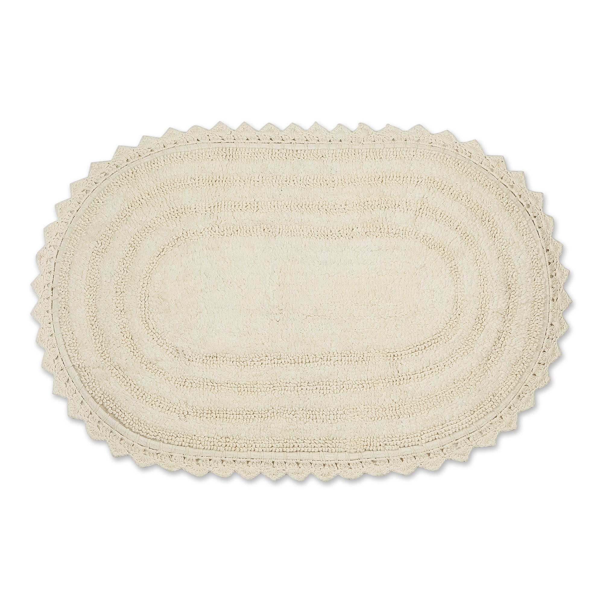 Dii Off White Large Oval Crochet Bath Mat