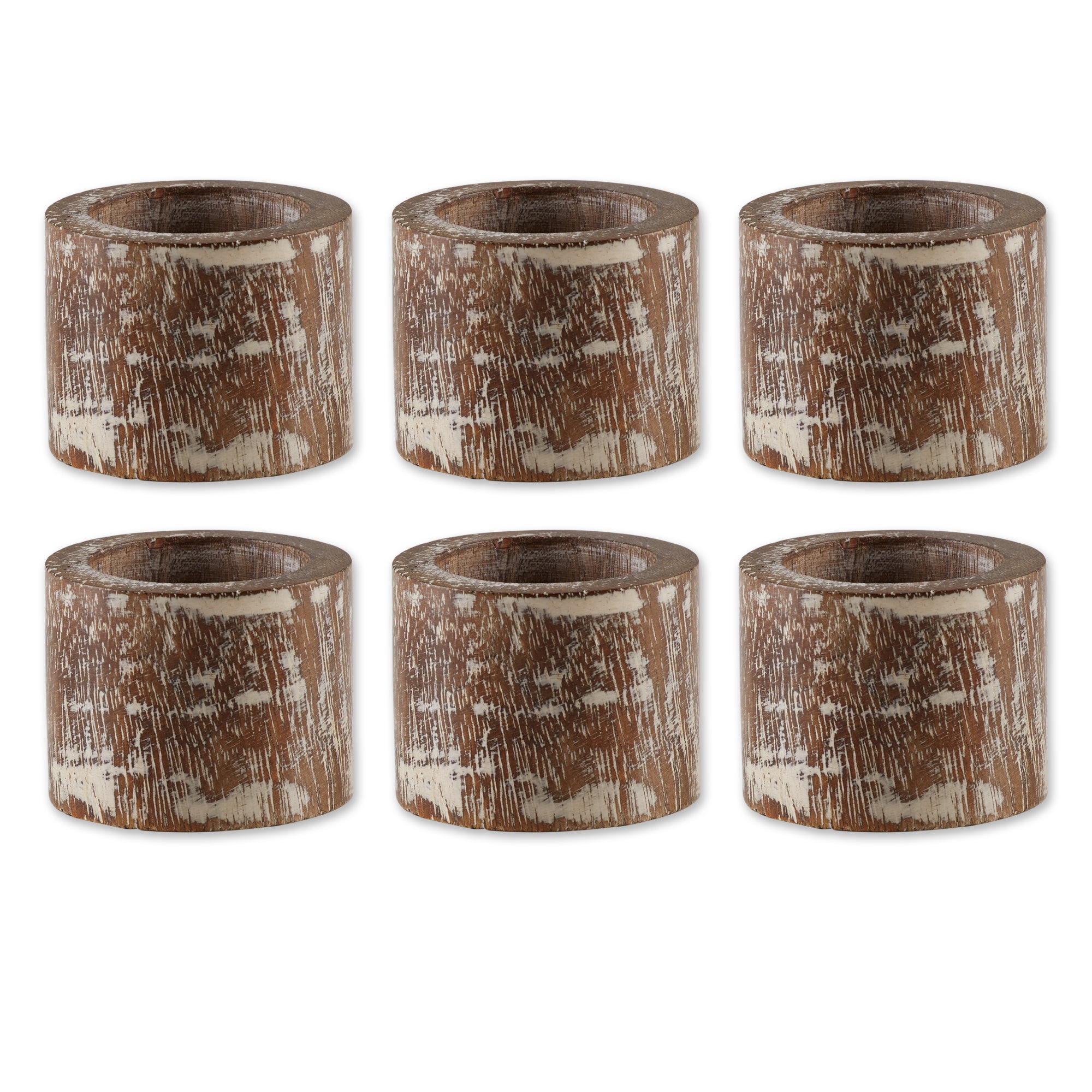 Dii White Wash Finish Wood Band Napkin Ring (Set Of 6)