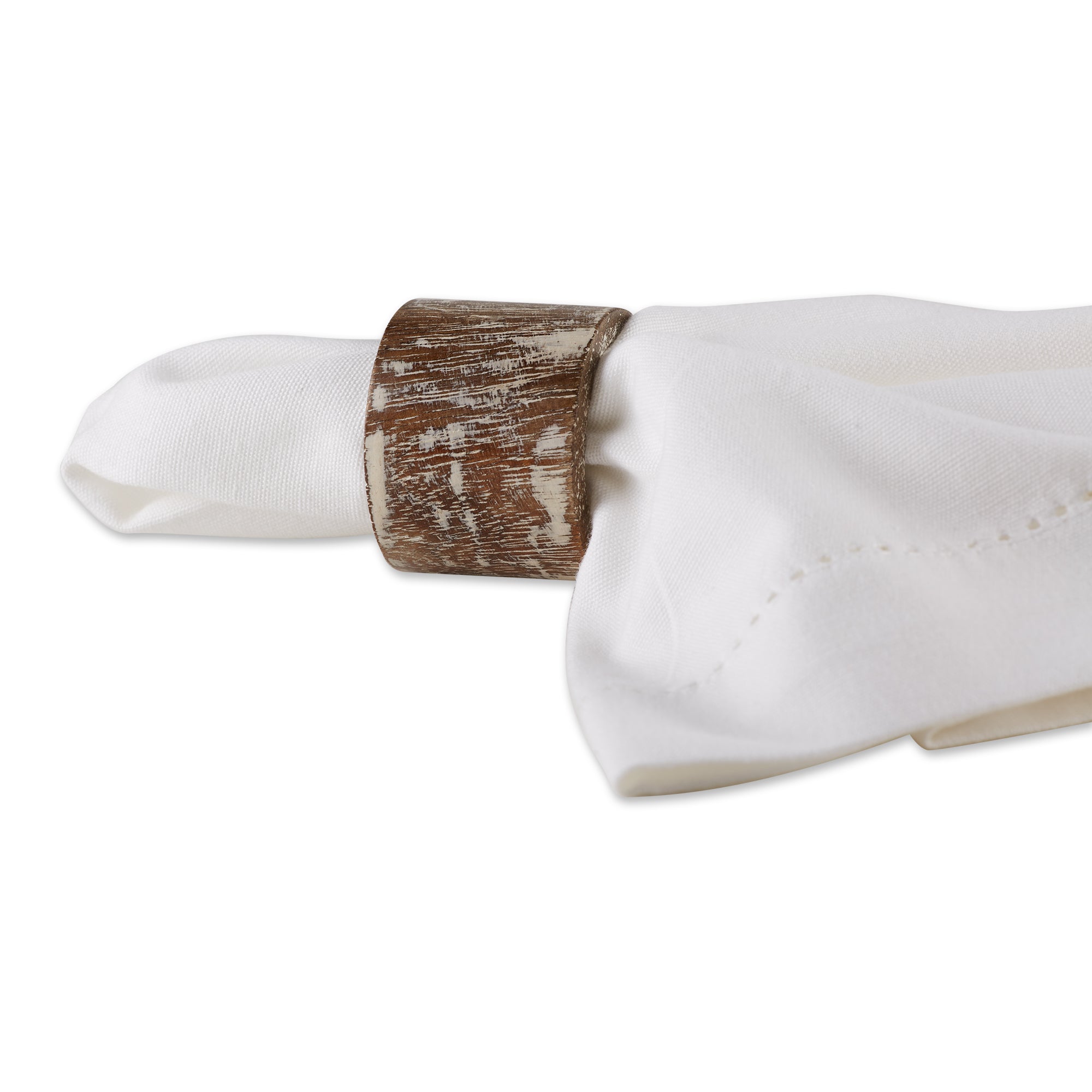 DII White Wash Finish Wood Band Napkin Ring (Set of 6)