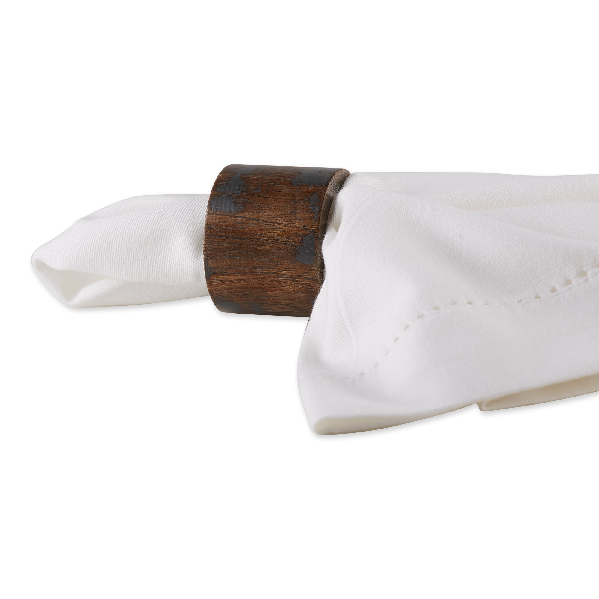 DII Black Rub Finish Wood Band Napkin Ring (Set of 6)