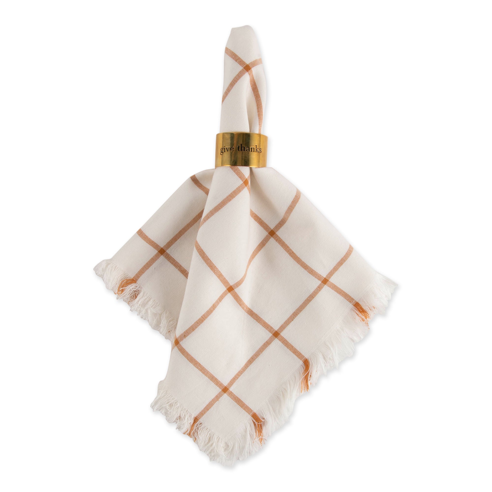 DII Honey Gold Check Fringed Napkin (Set of 6)