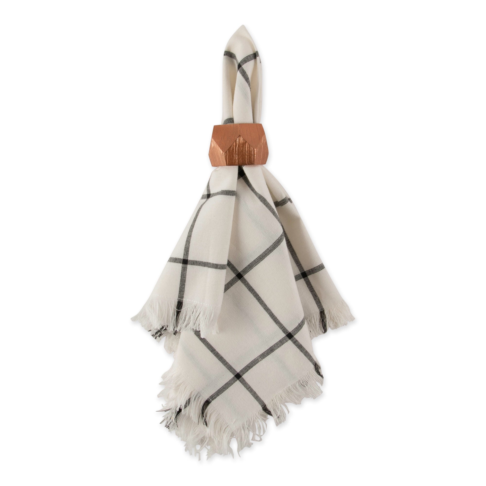 DII Black Check Fringed Napkin (Set of 6)