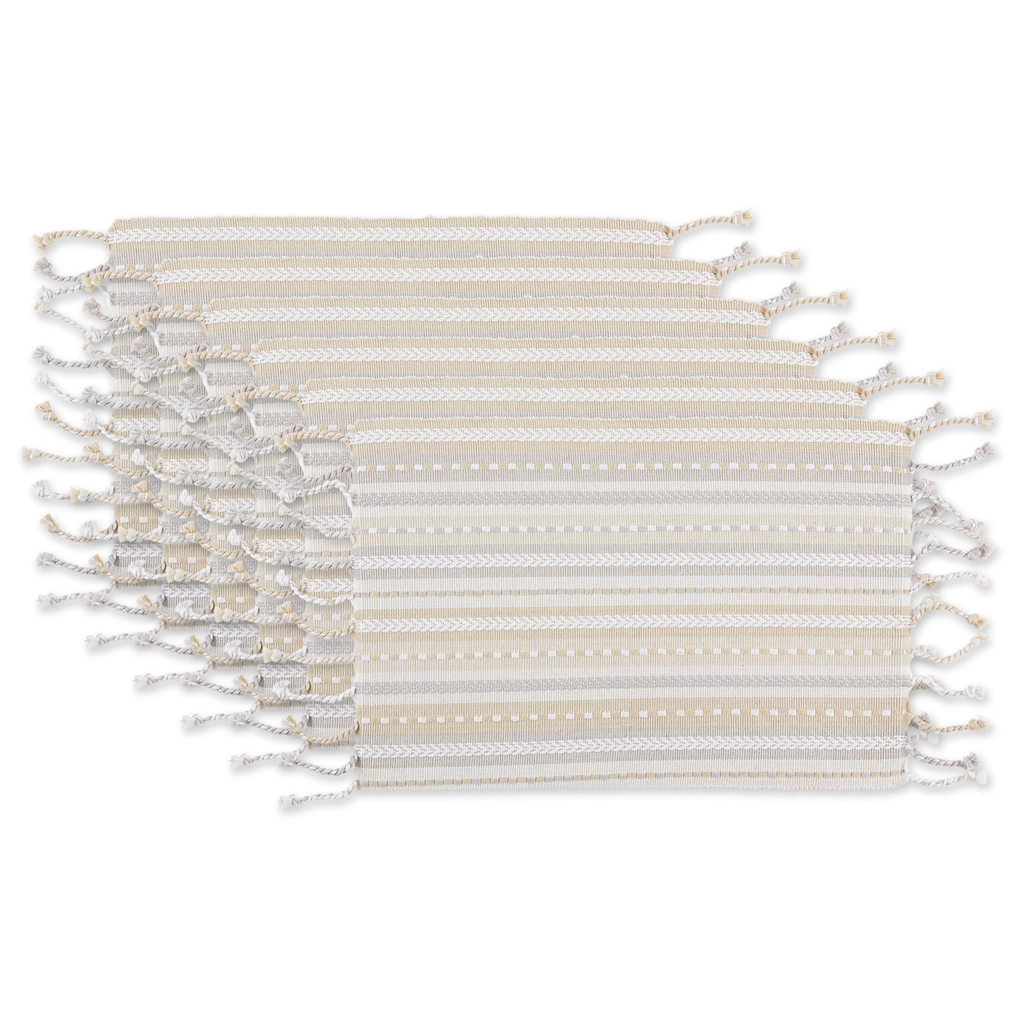 Dii Natural Tonal Stripe With Fringe Placemat (Set Of 6)