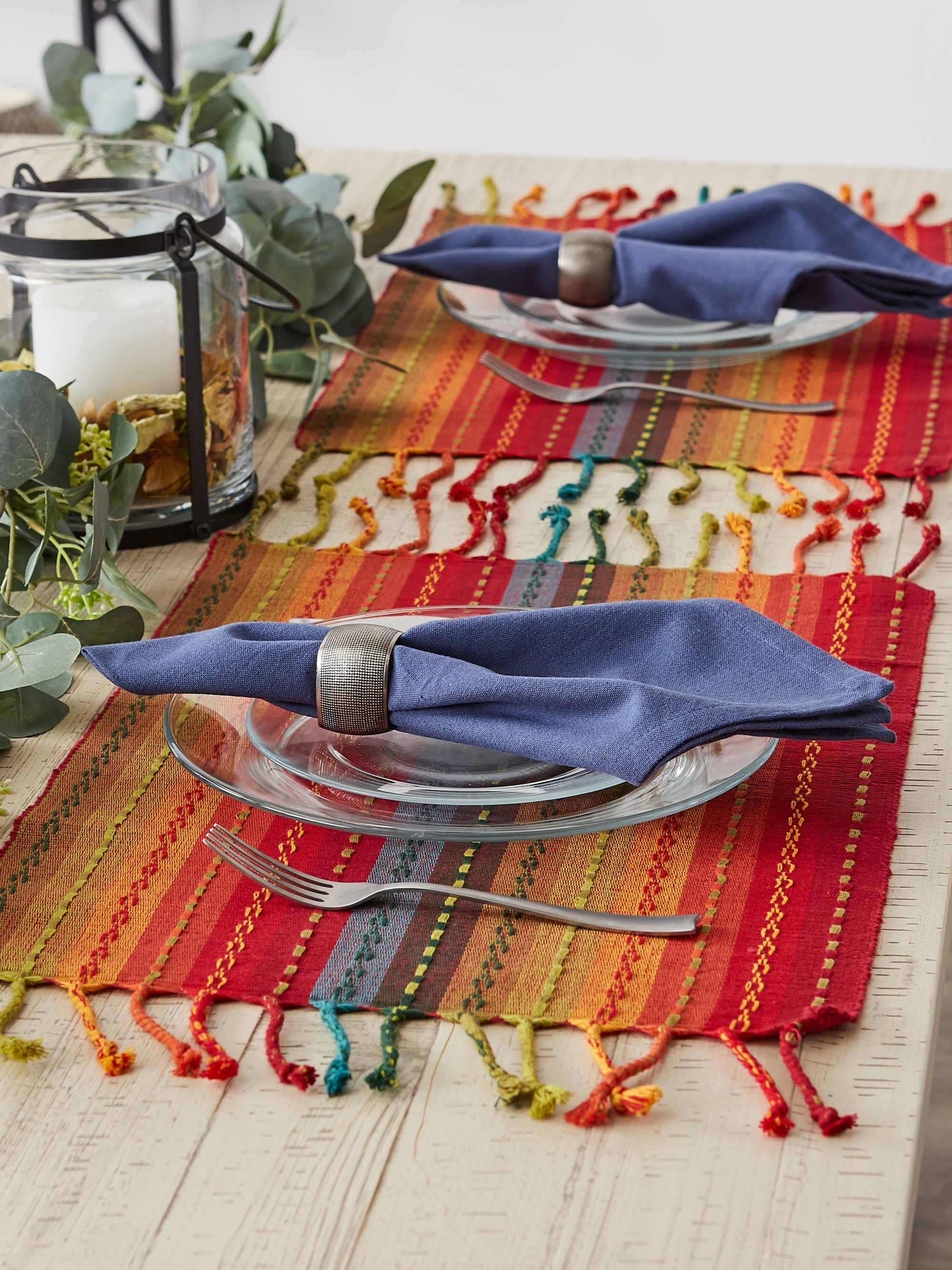 Dii Spice Tonal Stripe With Fringe Placemat (Set Of 6)