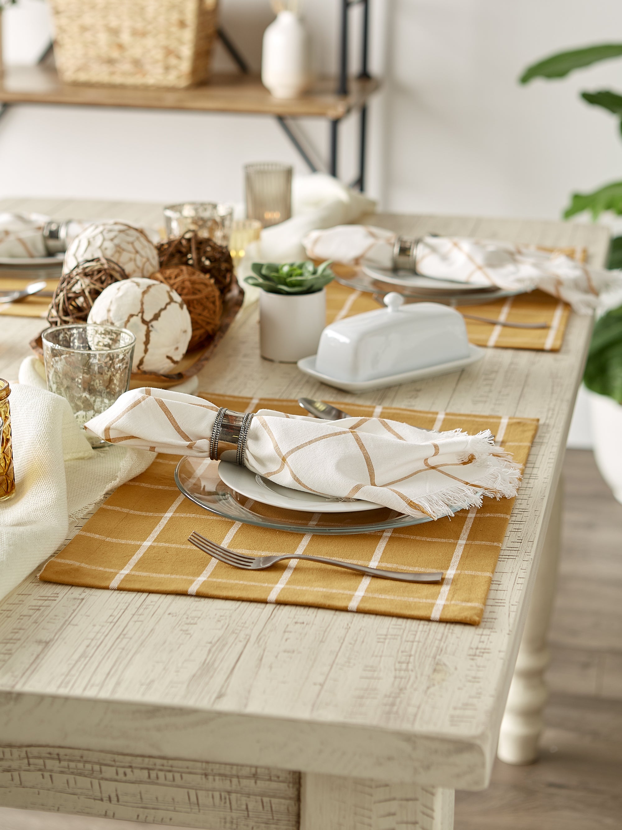 DII Honey Gold Check Placemat (Set of 6)