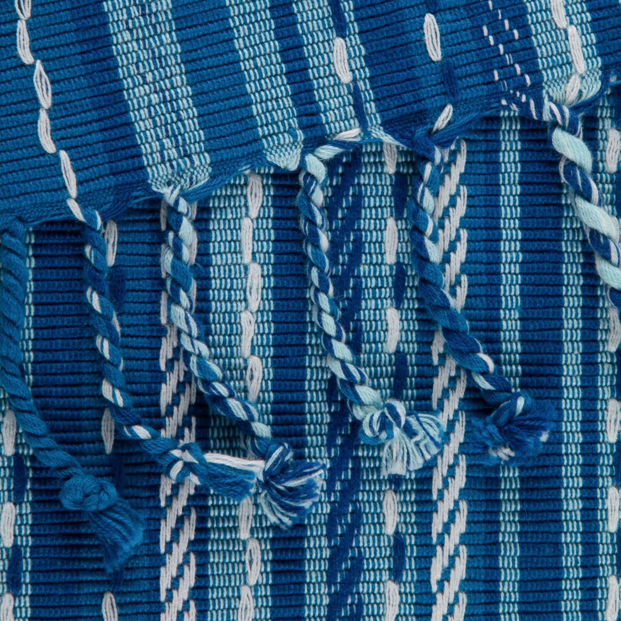 DII Blue Tonal Stripe With Fringe Table Runner