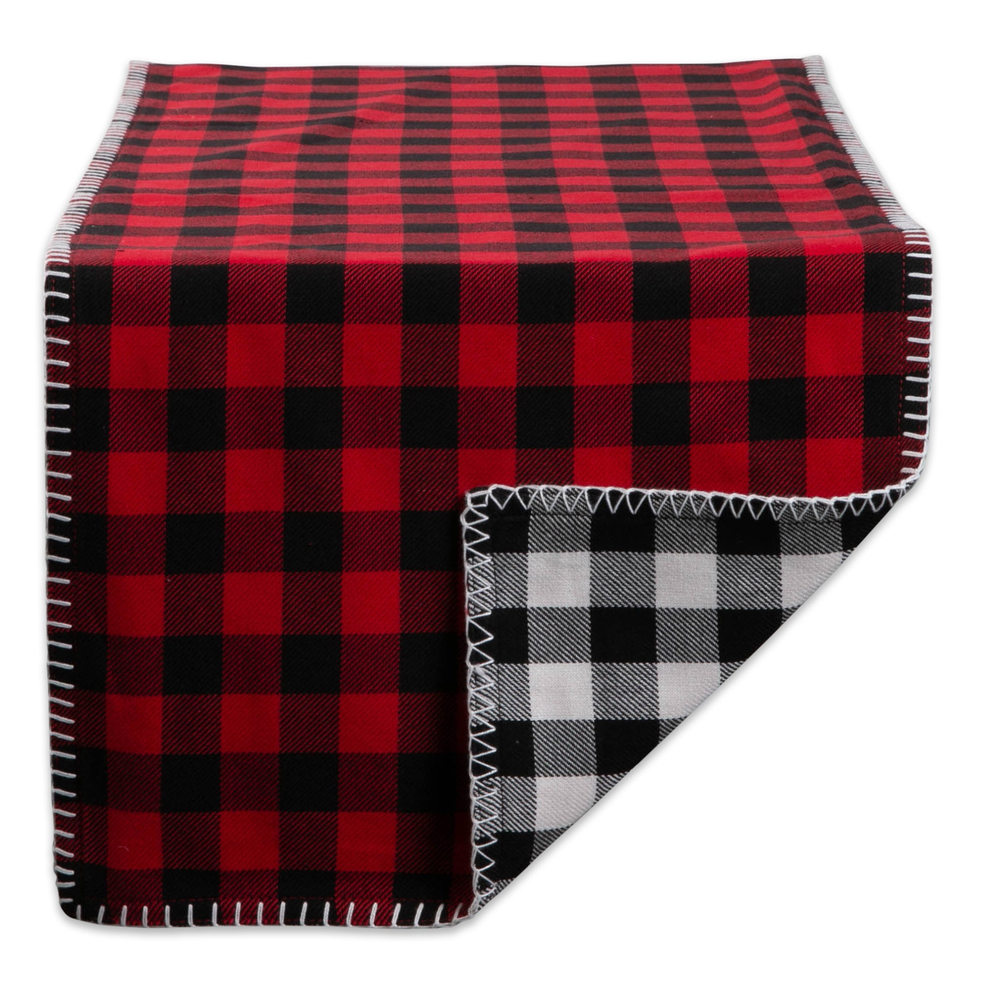 DII Christmas Buffalo Check With Embroidery Table Runner