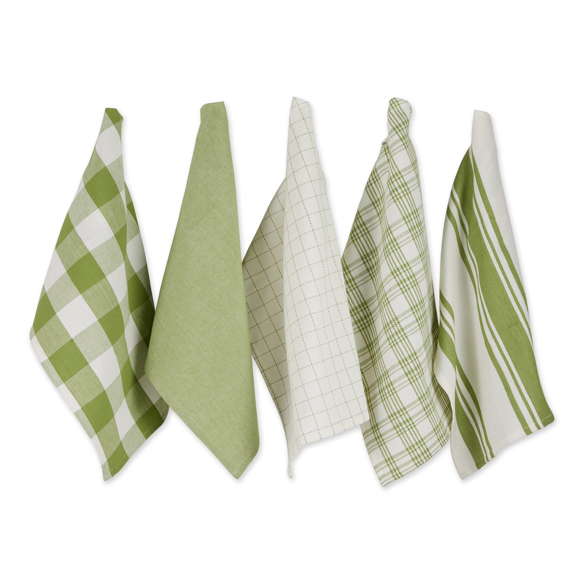 Dii Asst Antique Green Everyday Dishtowel (Set Of 5)