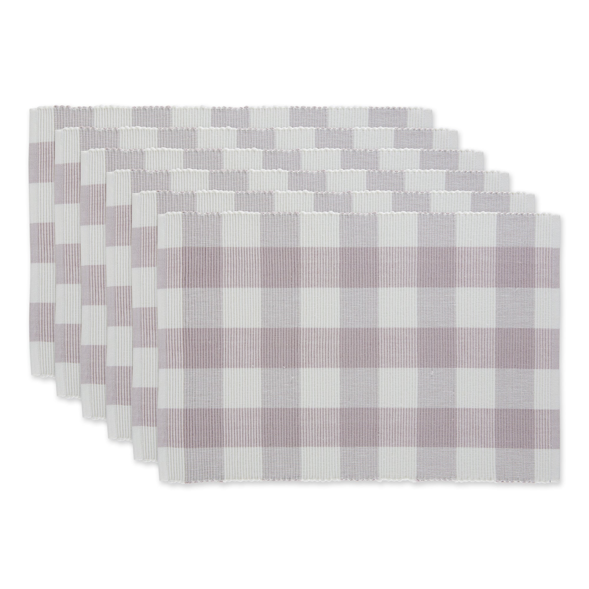 Dii Dusty Lilac Buffalo Check Ribbed Placemat (Set Of 6)