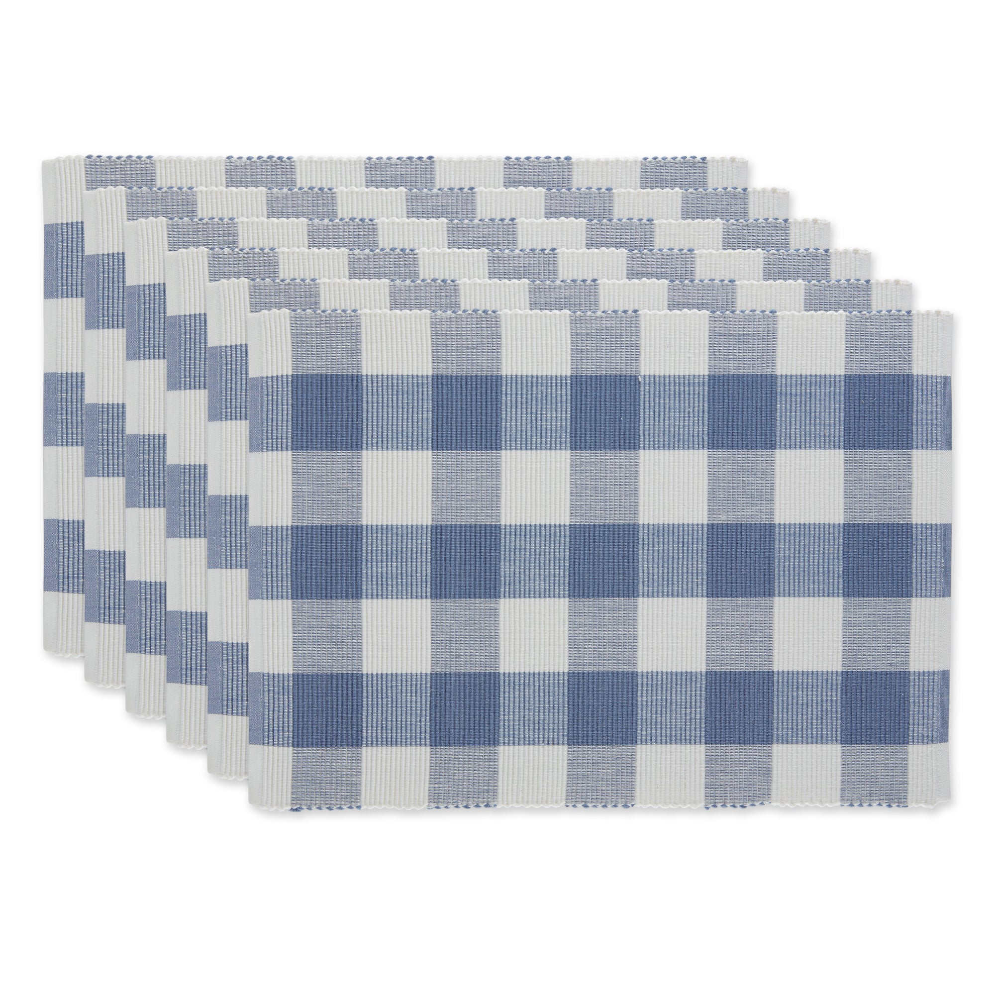 Dii Stonewash Blue Buffalo Check Ribbed Placemat (Set Of 6)