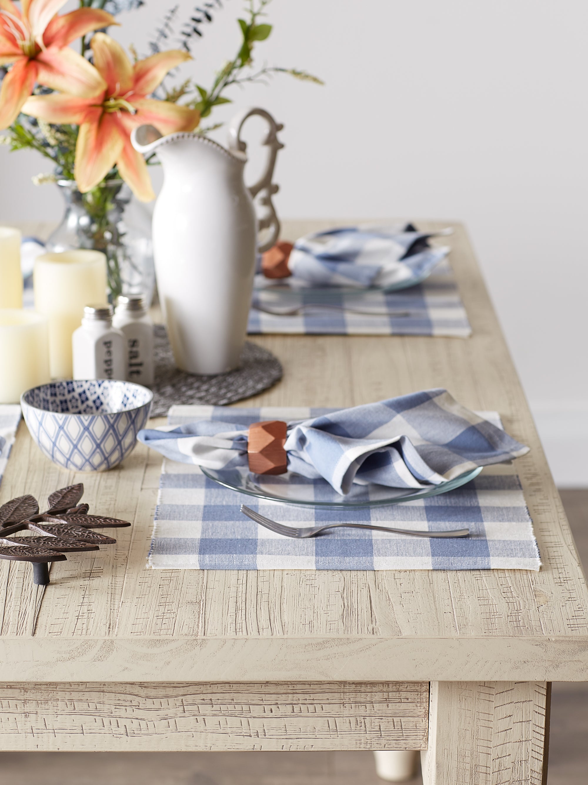 DII Stonewash Blue Buffalo Check Ribbed Placemat (Set of 6)