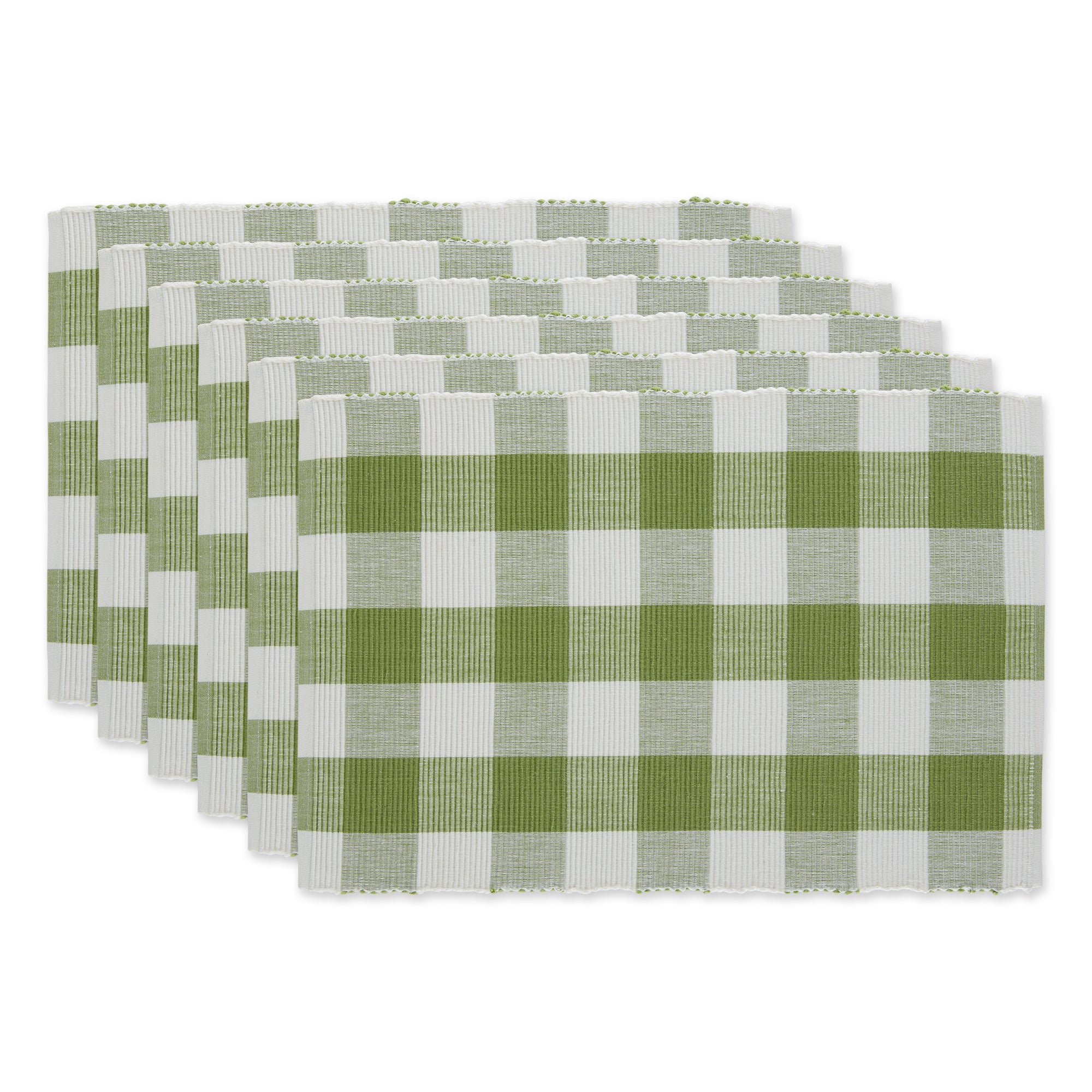 Dii Antique Green Buffalo Check Ribbed Placemat (Set Of 6)