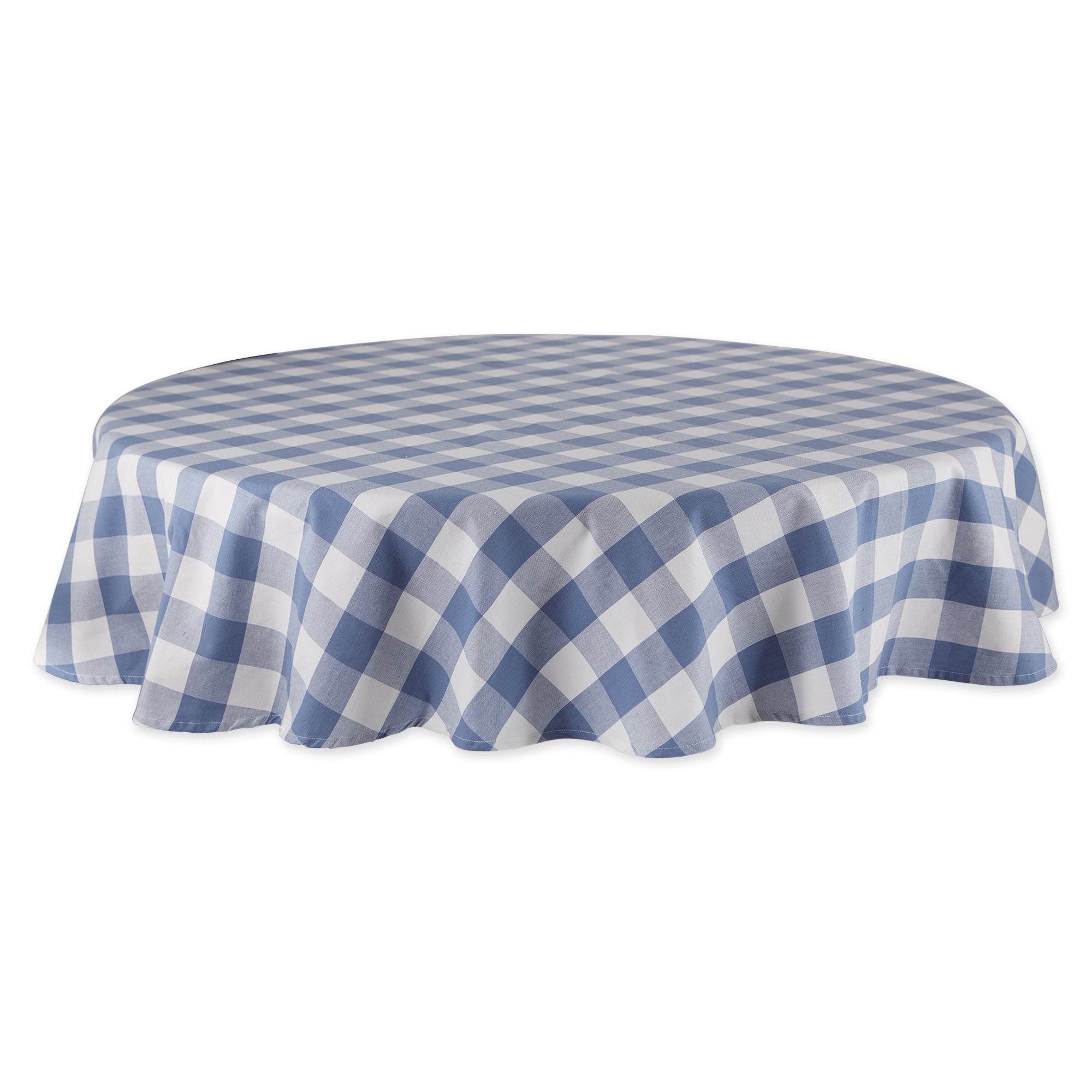 Dii Stonewash Blue Buffalo Check Tablecloth 70 Round