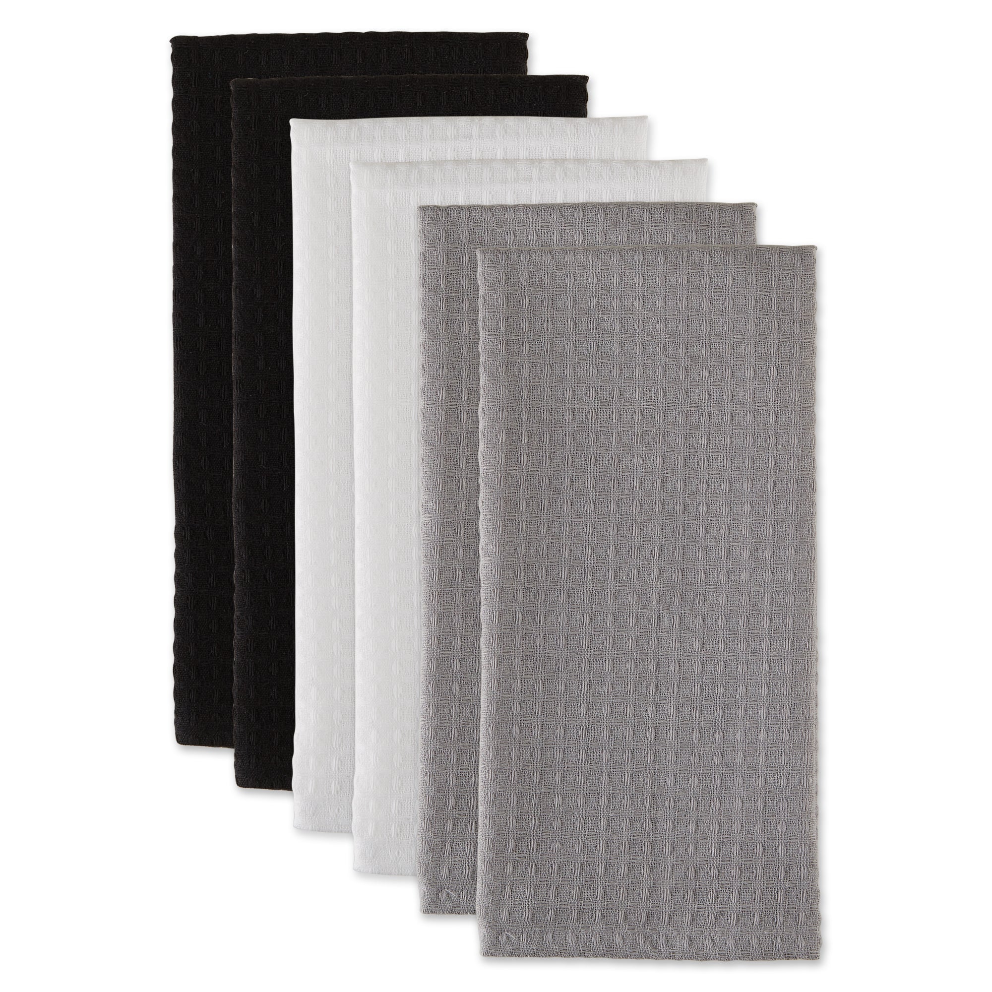 DII Asst Neutrals Recycled Cotton Waffle Dishtowel (Set of 6)