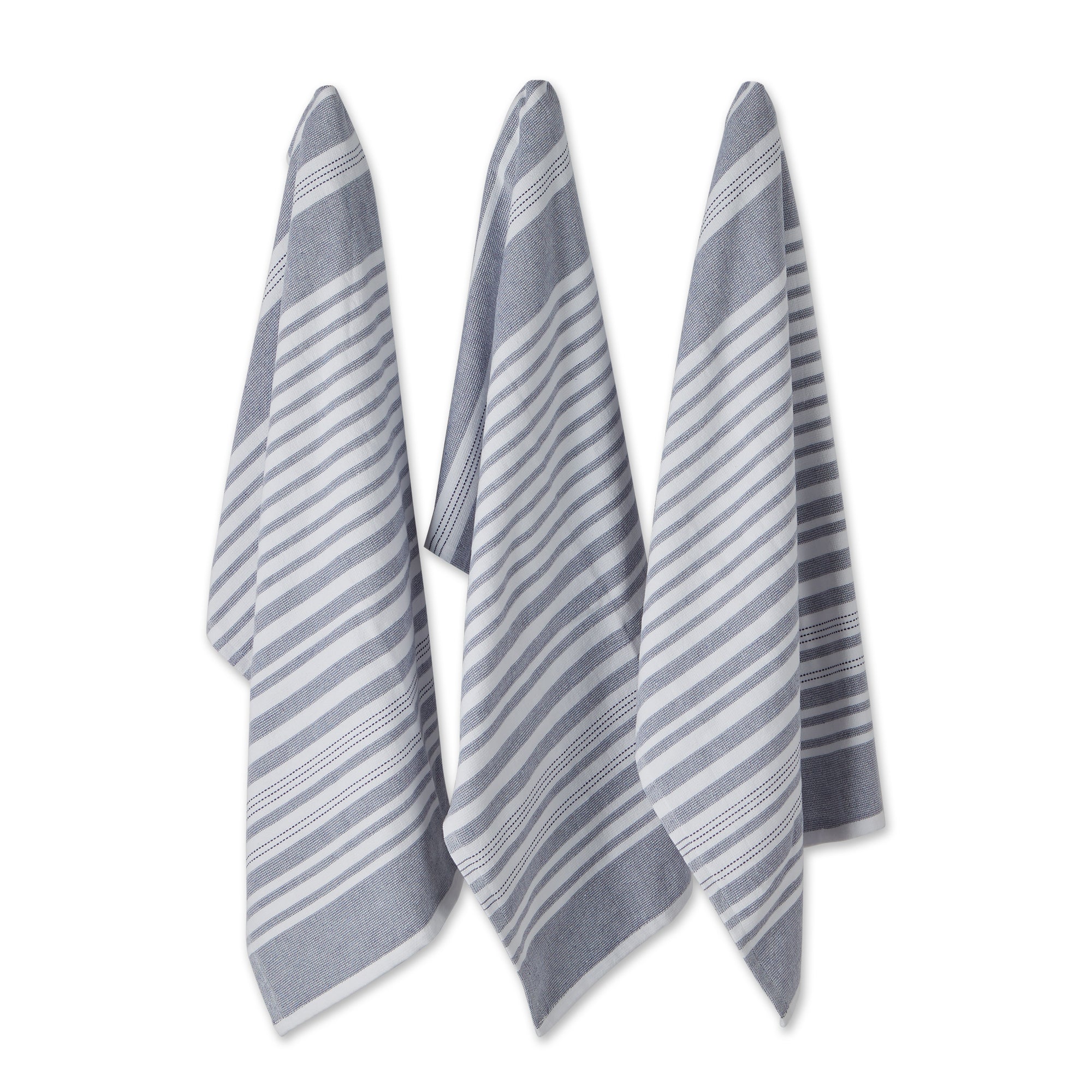 French Blue French Terry Variegated Stripe Dishtowel 3 Piece