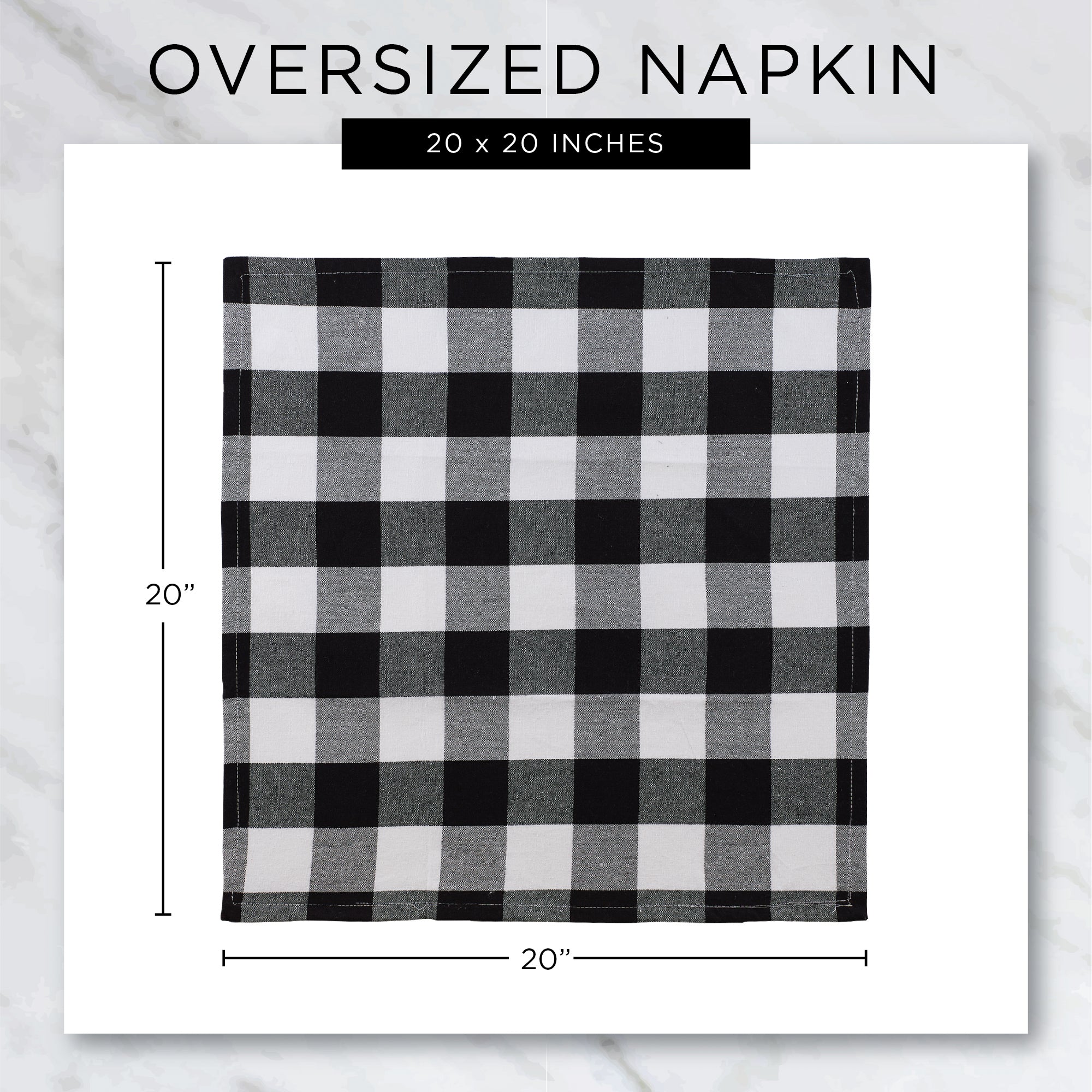 DII Black/Semi Bleach Gingham Napkin (Set of 6)