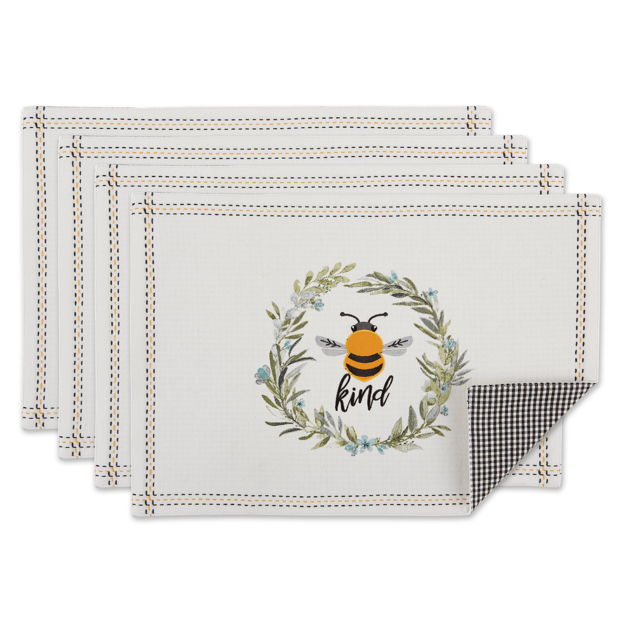 Dii Bee Kind Reversible Embellished Placemat (Set Of 4)