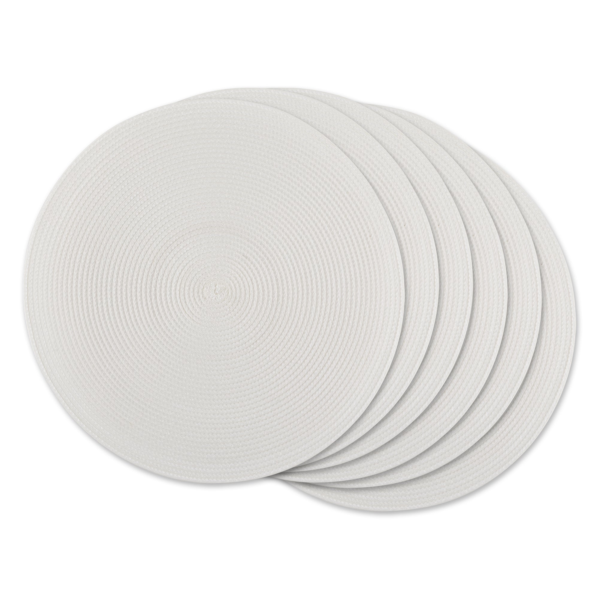White Round Pp Woven Placemat Set/6