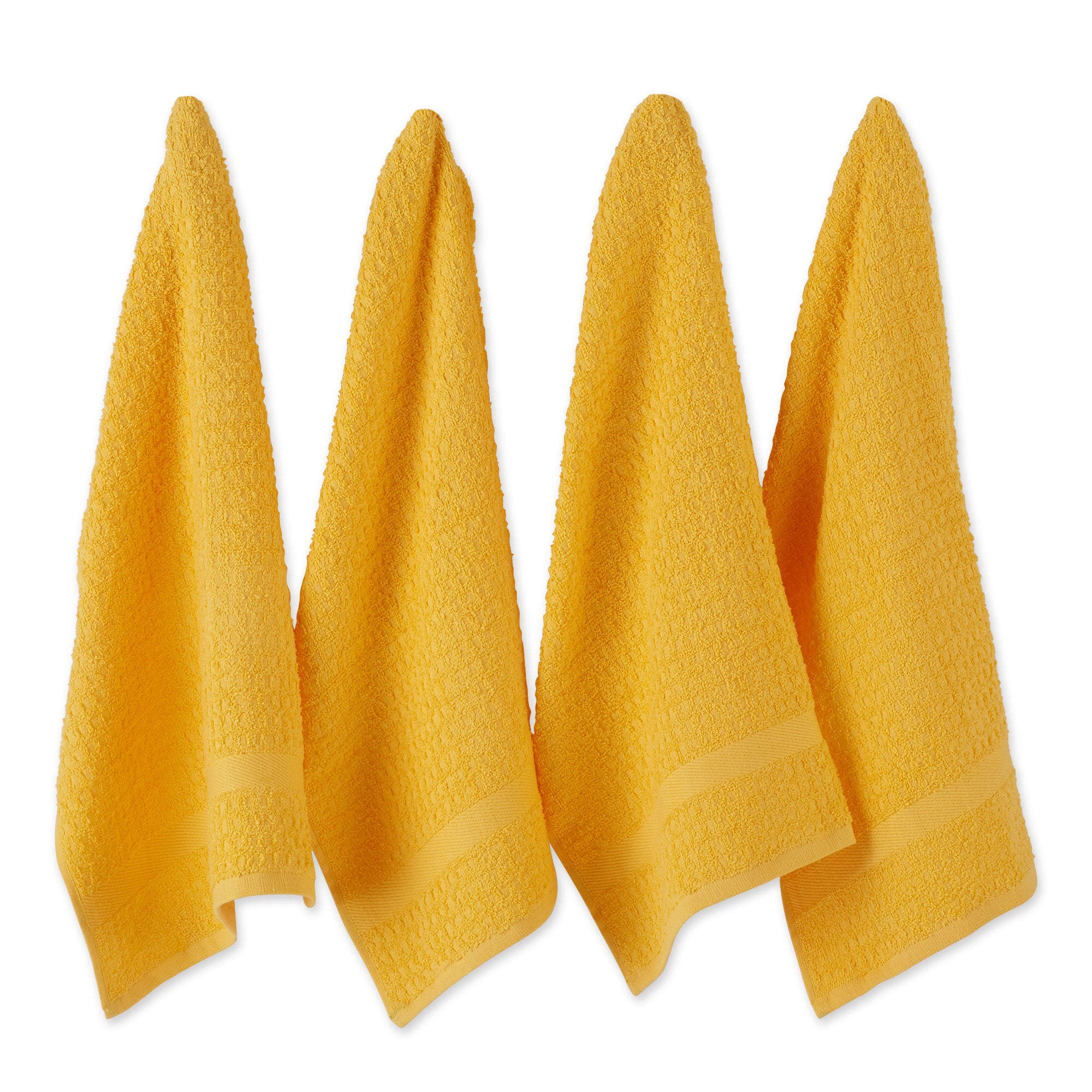 Solid Yellow Waffle Terry Dishtowel Set/4