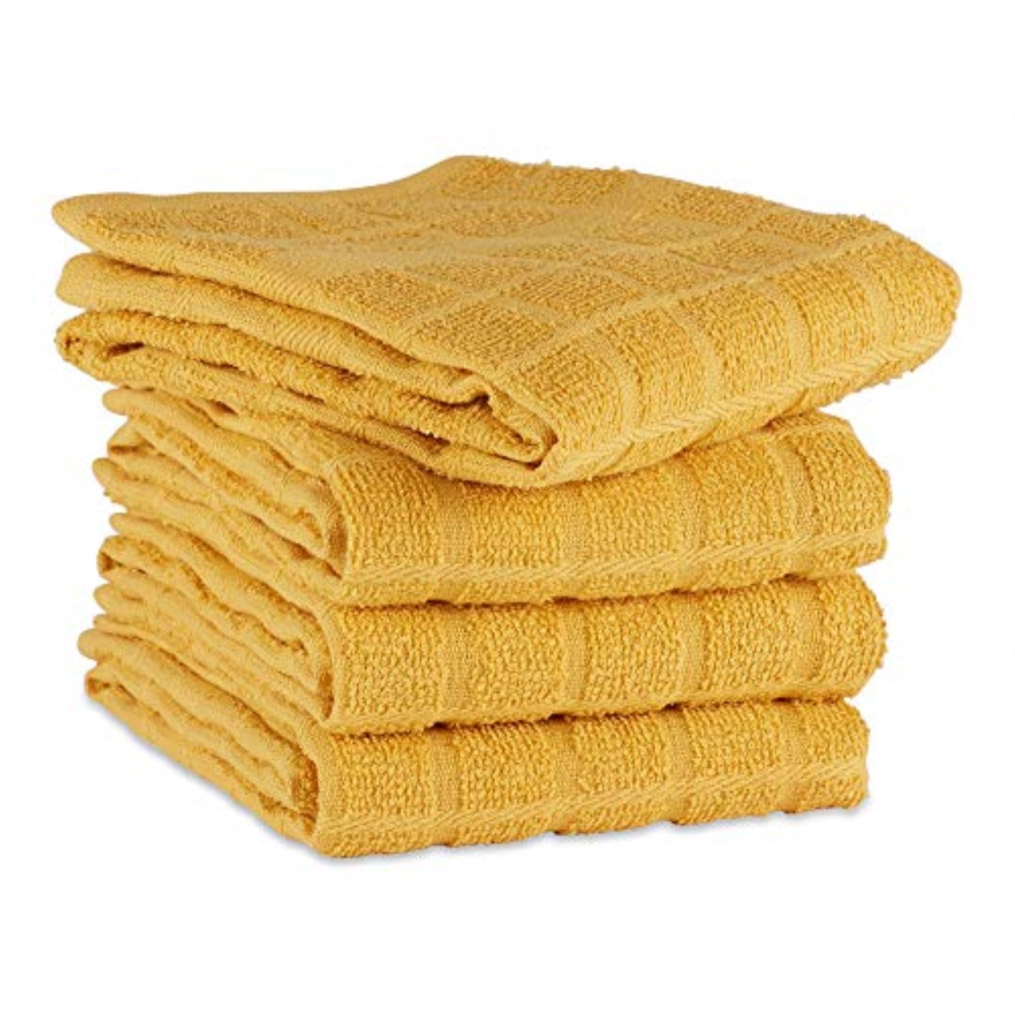 DII Solid Honey Gold Windowpane Terry Dishtowel 4 Piece