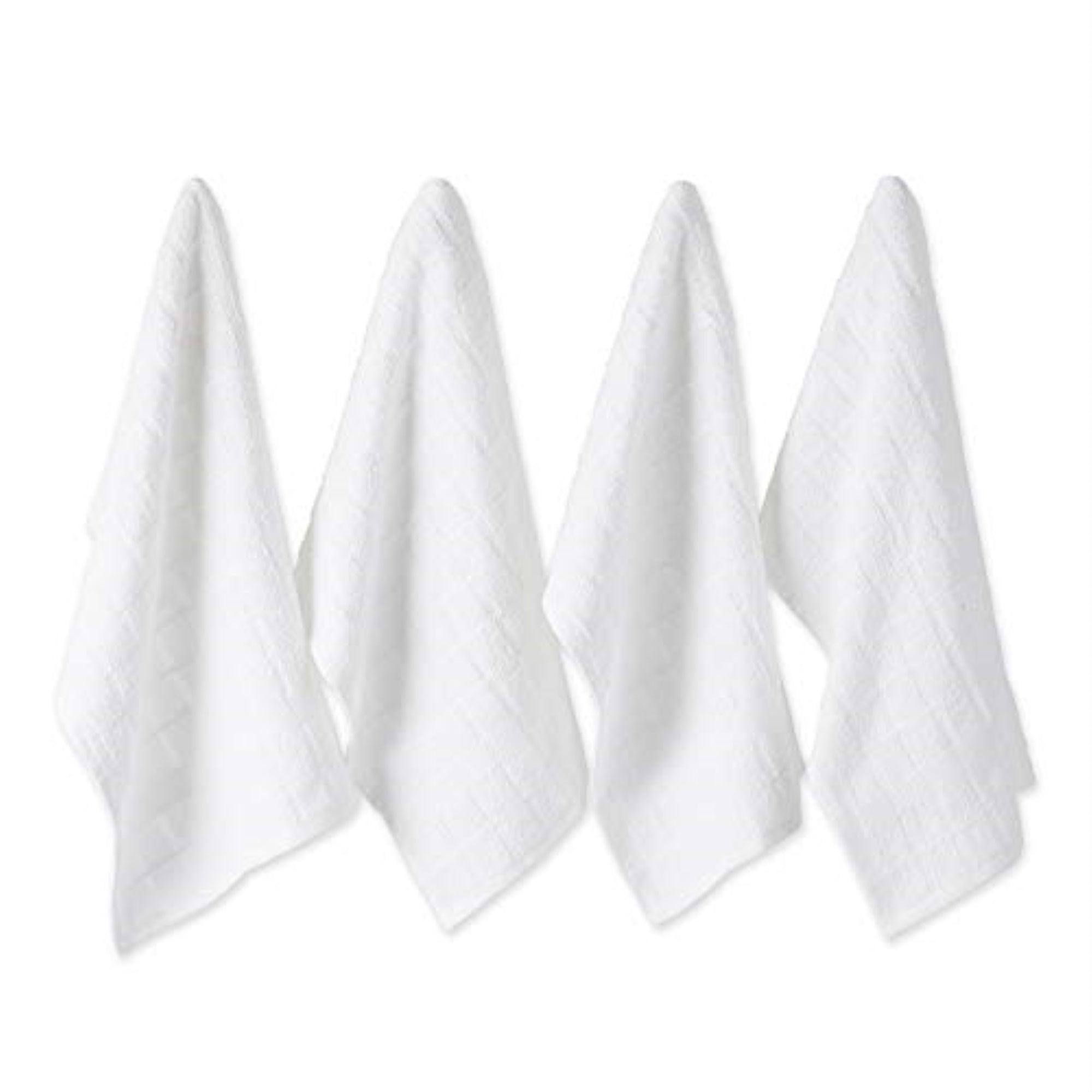 Dii Solid White Windowpane Terry Dishtowel 4 Piece