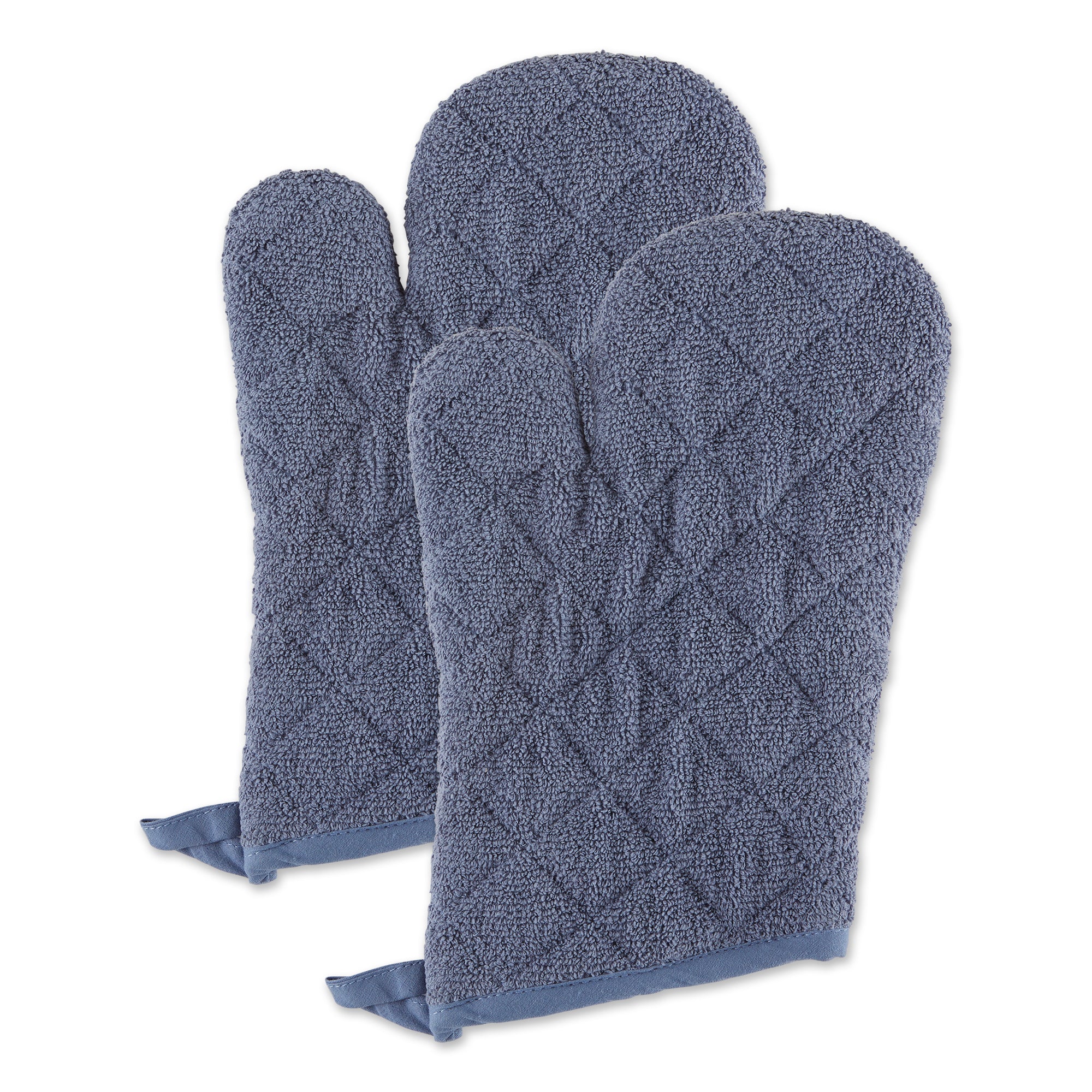 Stonewash Blue Terry Oven Mitt Set/2