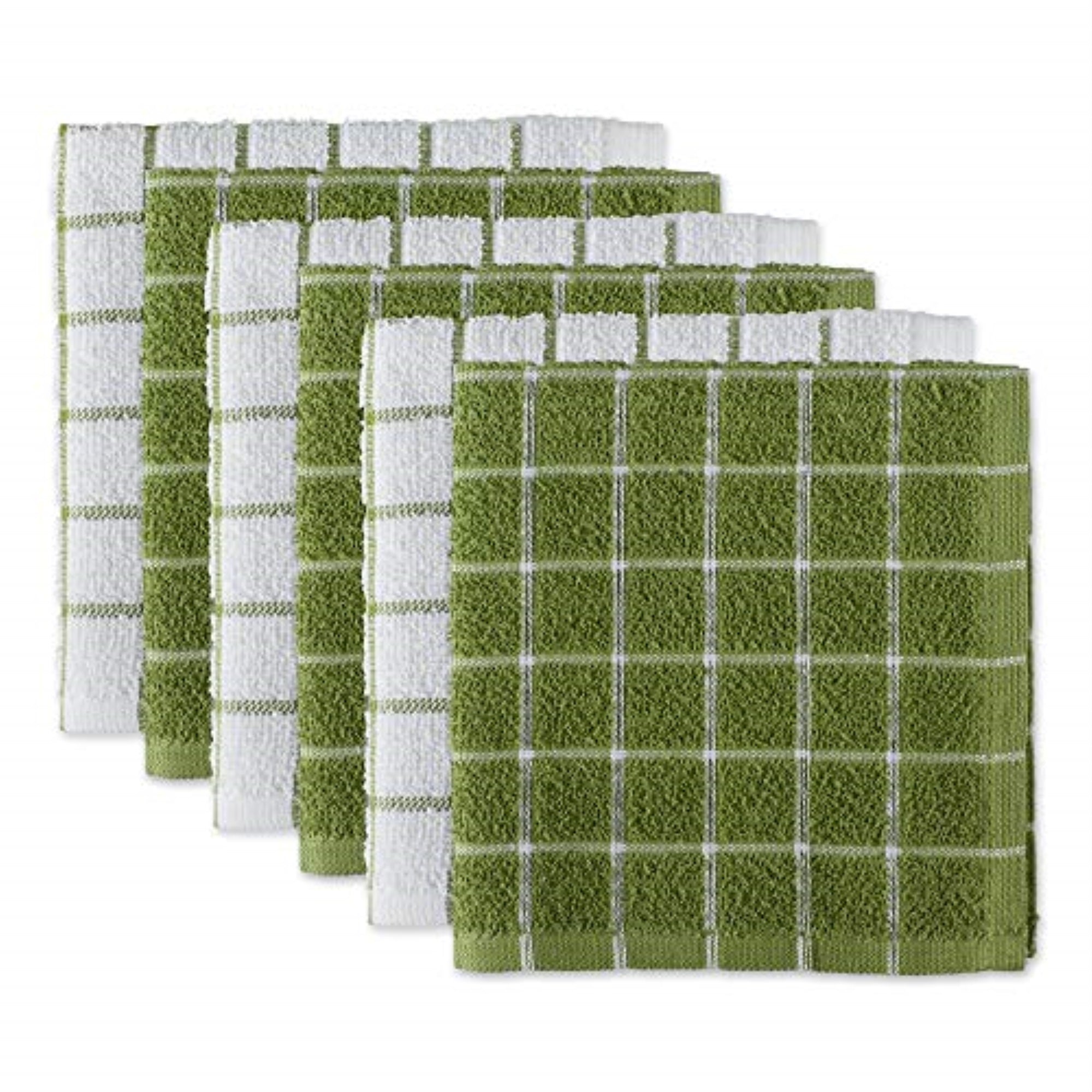 Dii Antique Green Combo Windowpane Dishcloth Set Of 6