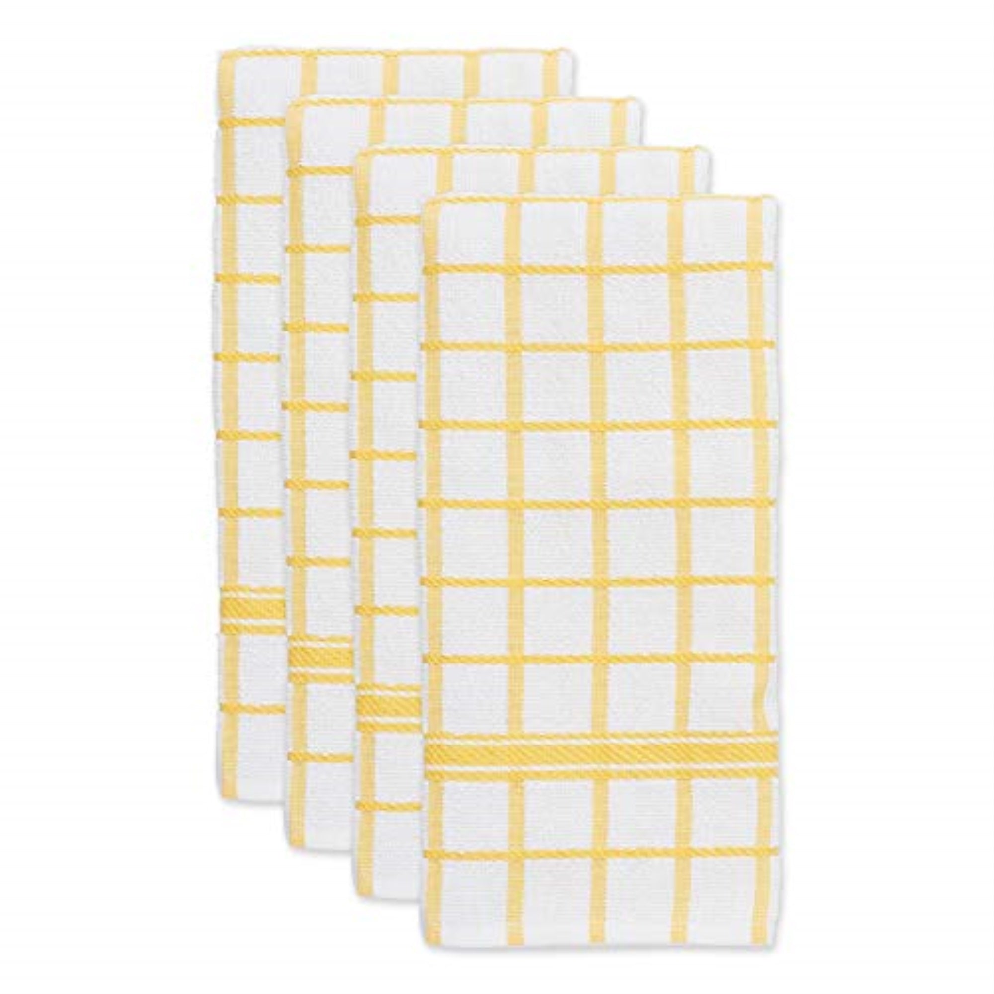 DII Yellow Windowpane Terry Dishtowel 4 Piece