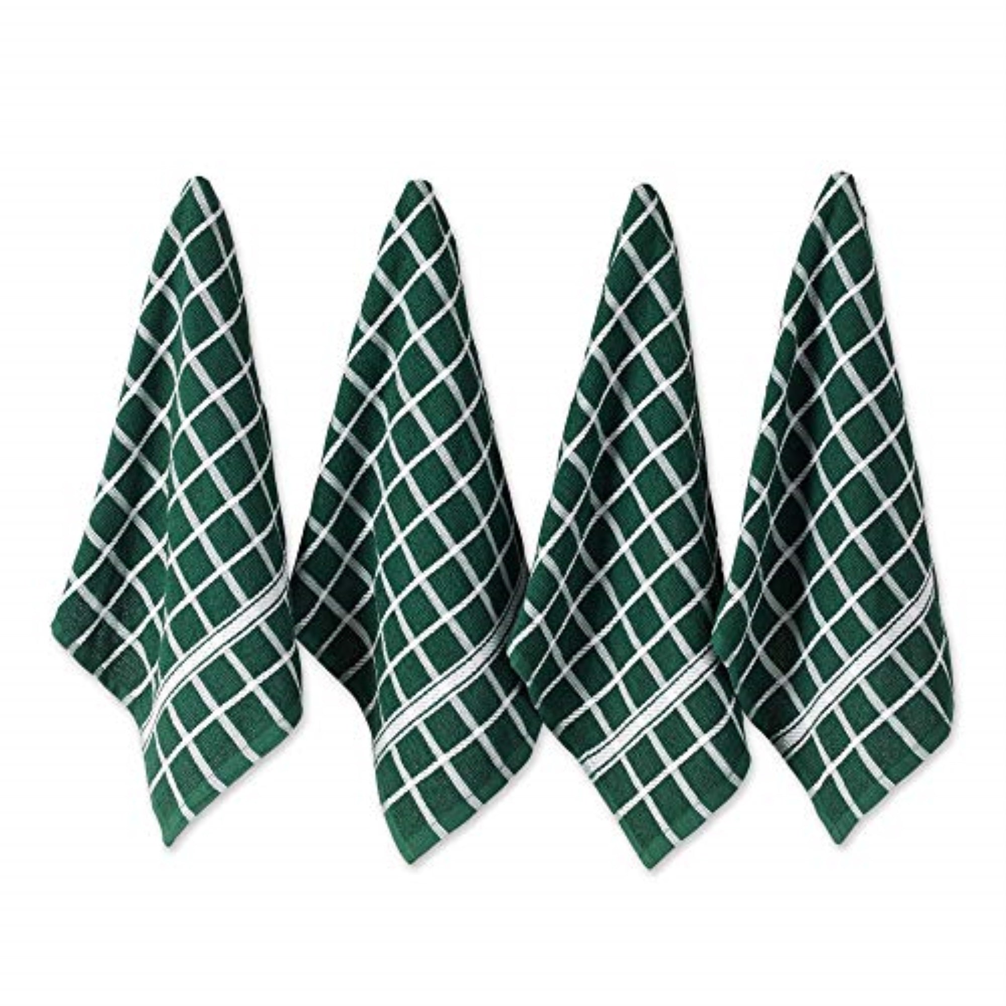 Dii Dark Green Solid Windowpane Terry Dishtowel 4 Piece