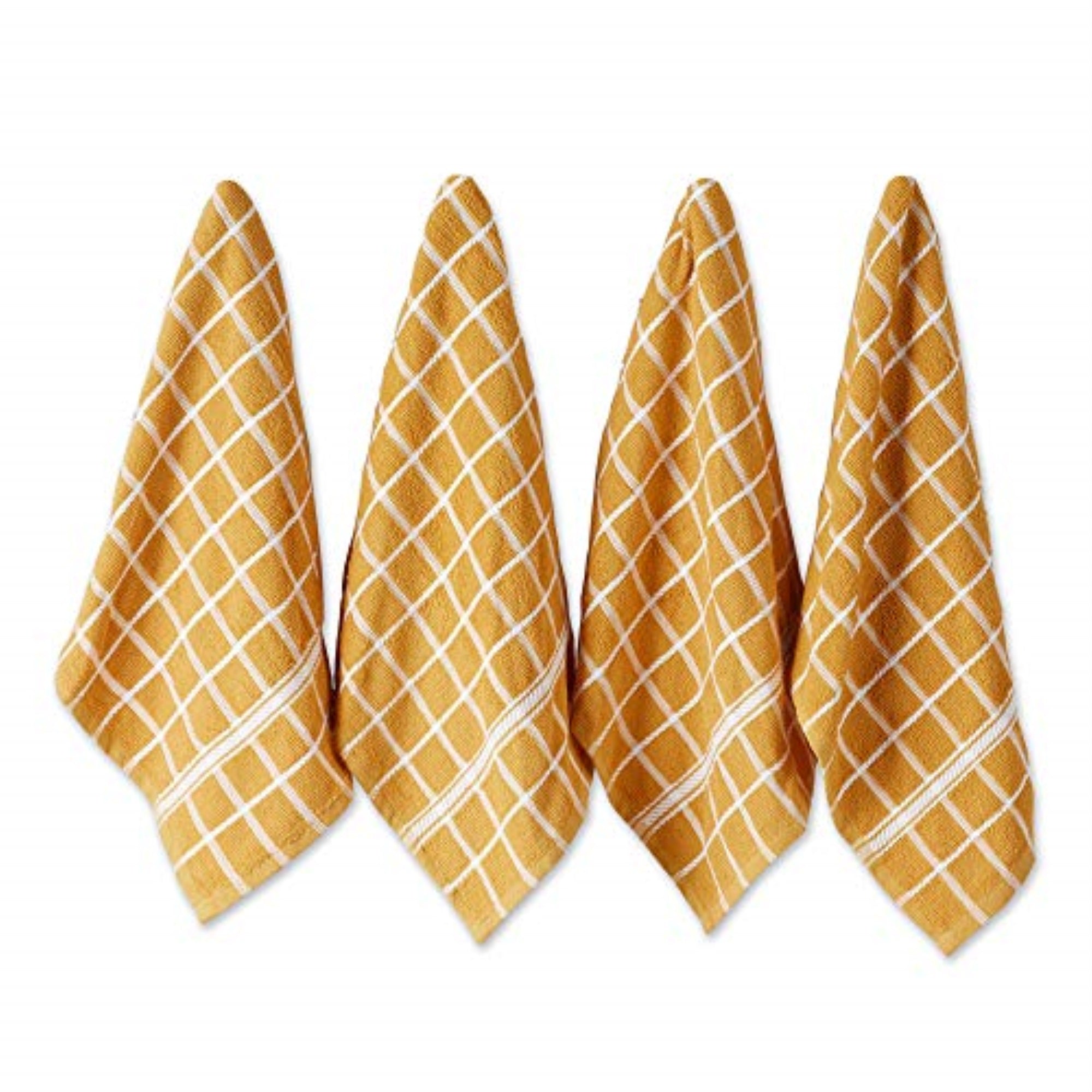 Dii Honey Gold Solid Windowpane Terry Dishtowel 4 Piece