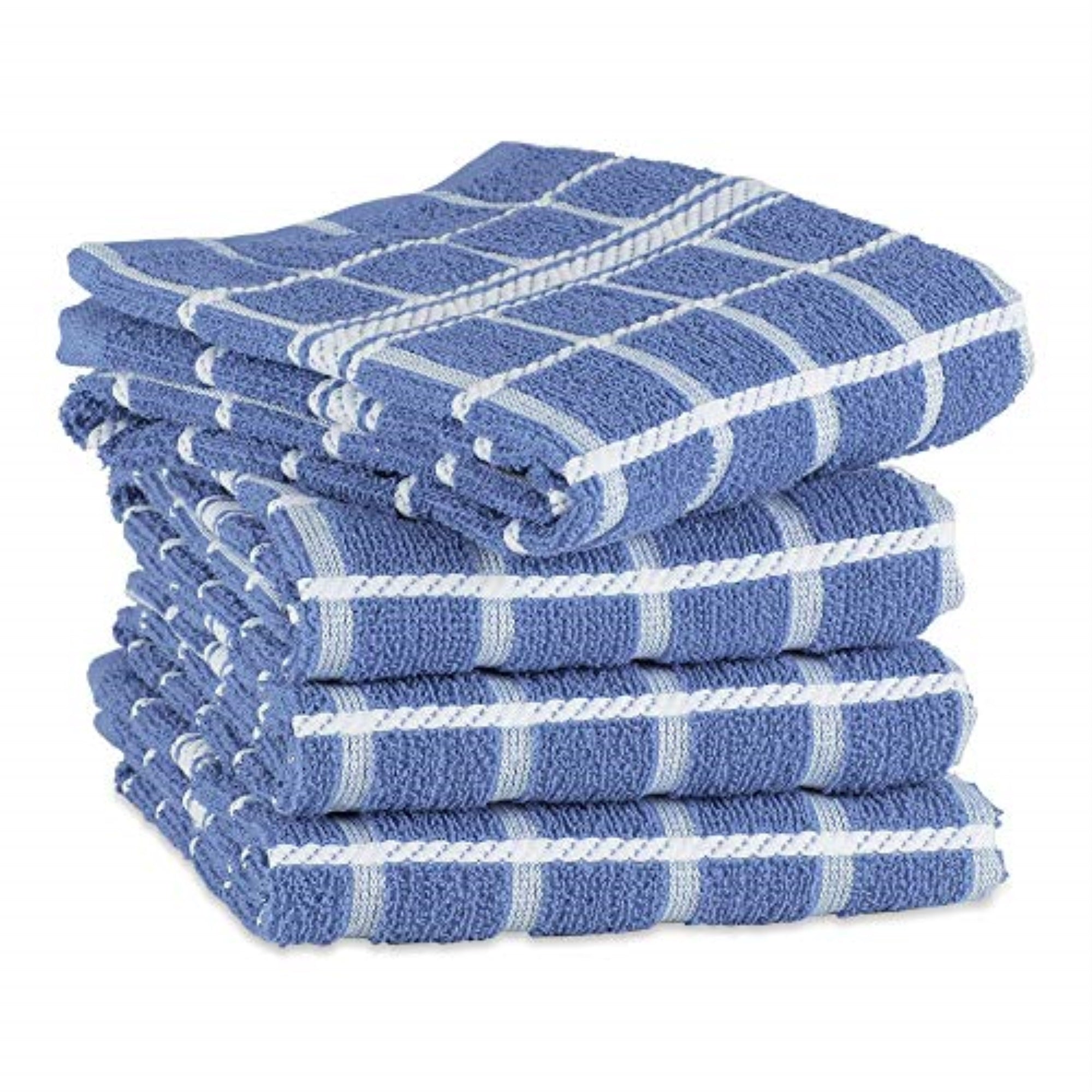 DII Stonewash Blue Solid Windowpane Terry Dishtowel 4 Piece