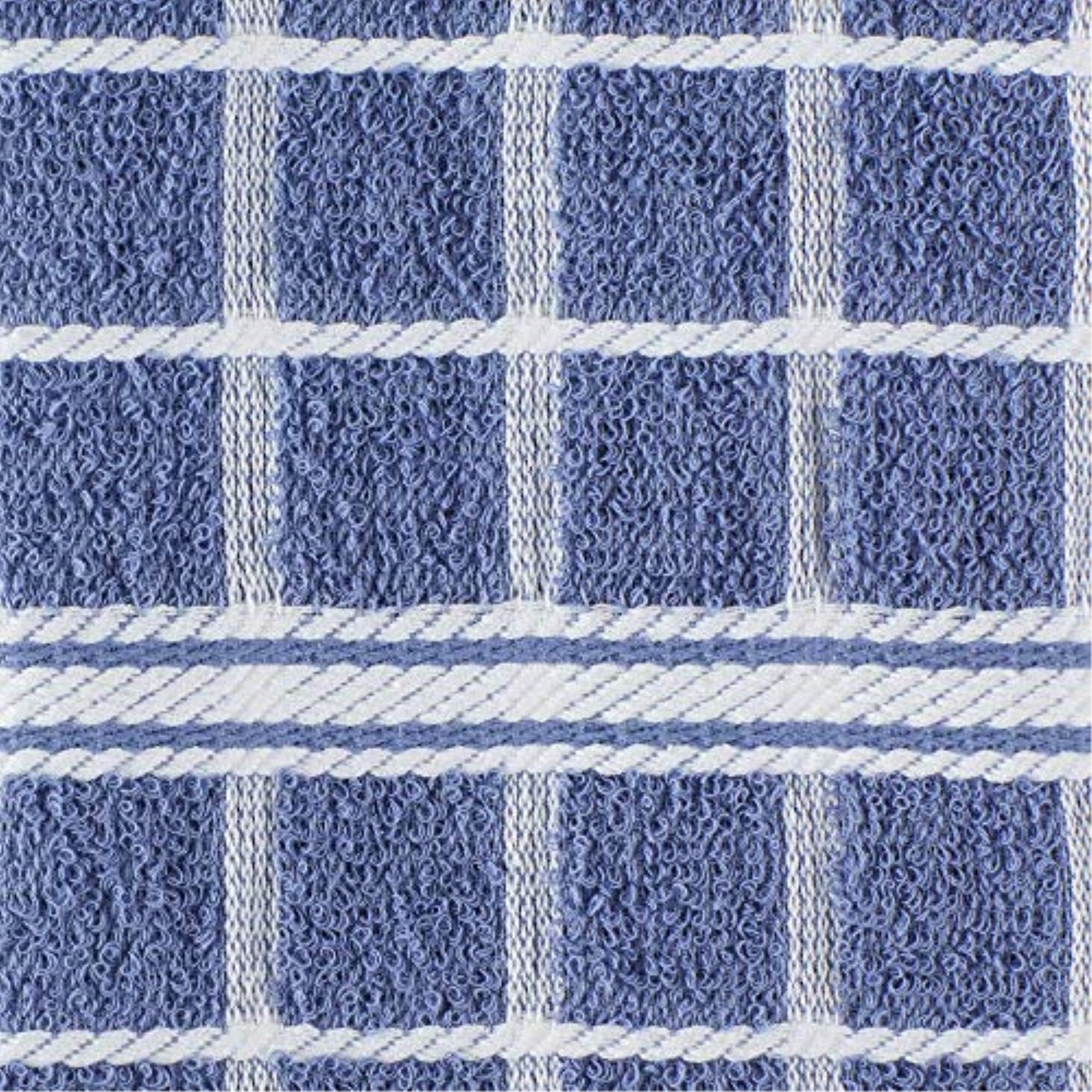 DII Stonewash Blue Solid Windowpane Terry Dishtowel 4 Piece