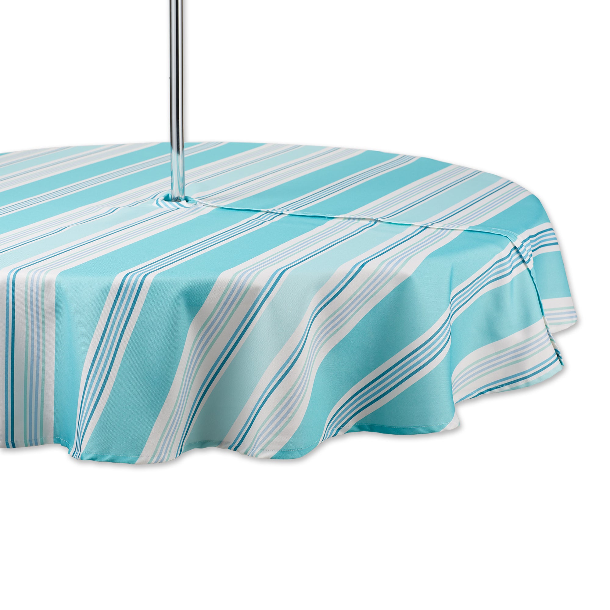 Dii Beach House Stripe Print Outdoor Tablecloth With Zipper 60 Round