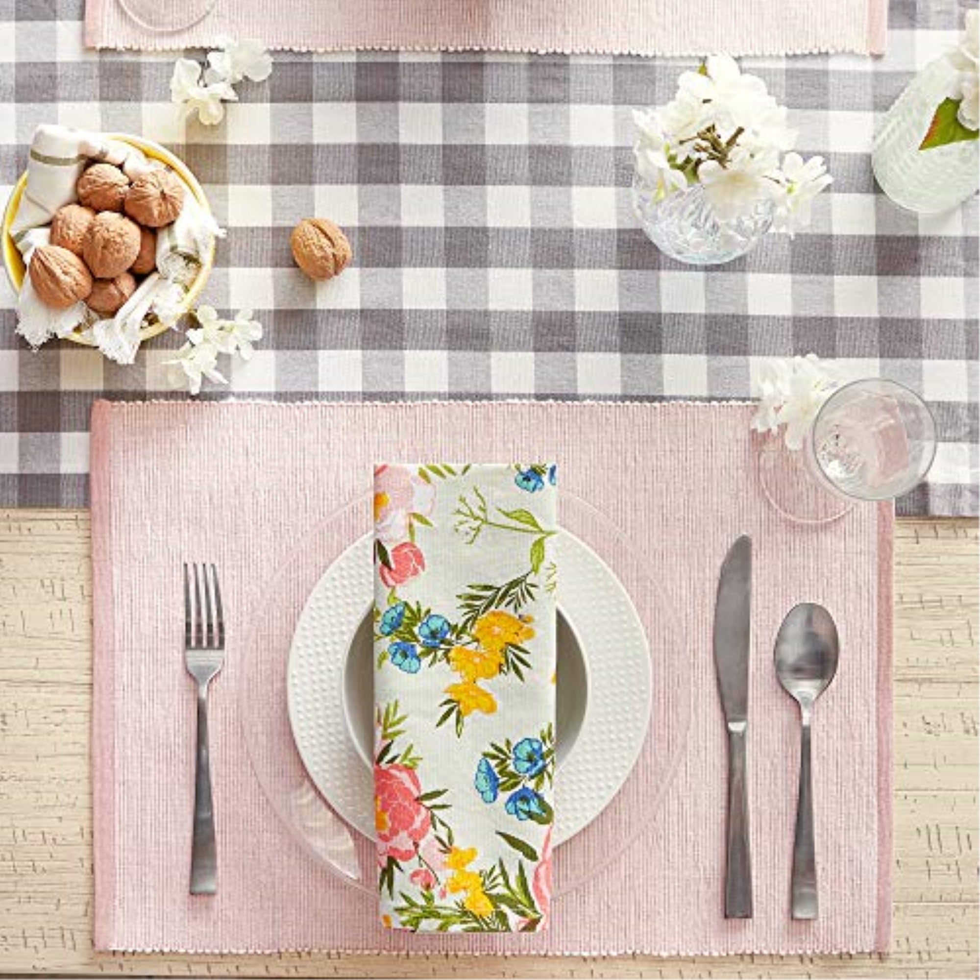 DII Pale Mauve Eco-Friendly Chambray Fine Ribbed Placemat 6 Piece