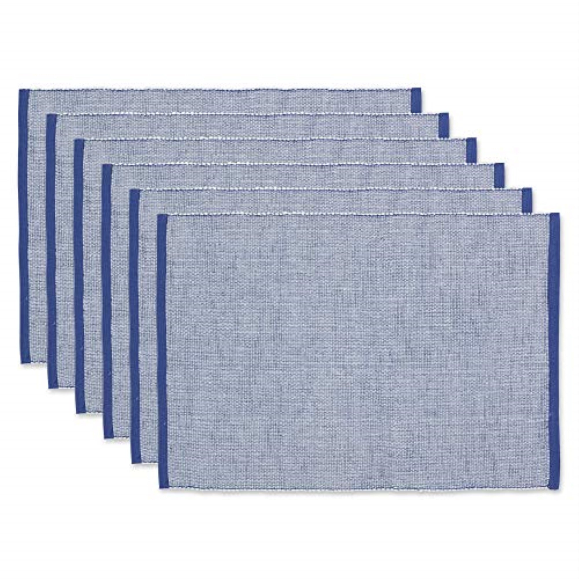 Dii French Blue Eco-Friendly Chambray Fine Ribbed Placemat 6 Piece