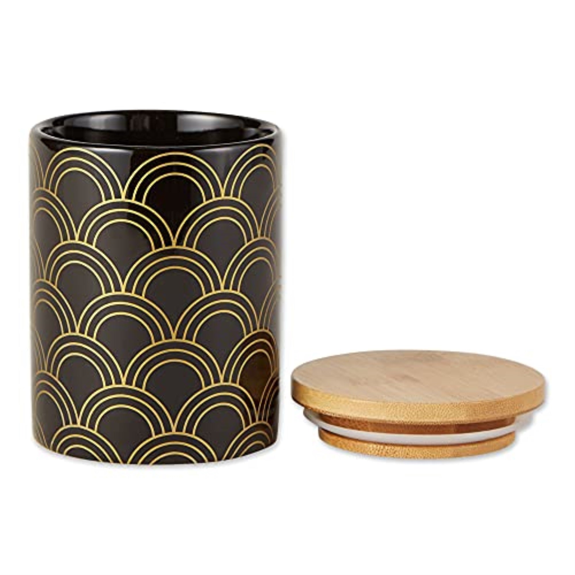 Dii Black And Gold Mixed Print Ceramic Canister 3 Piece