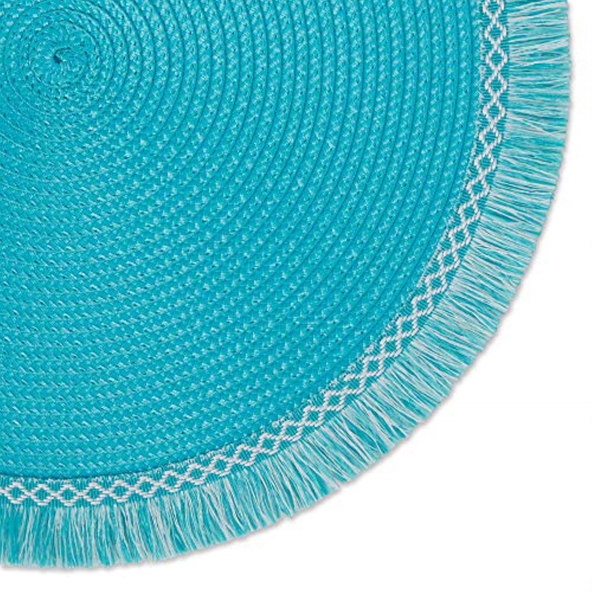 DII Aqua Round Fringed Placemat Set of 6