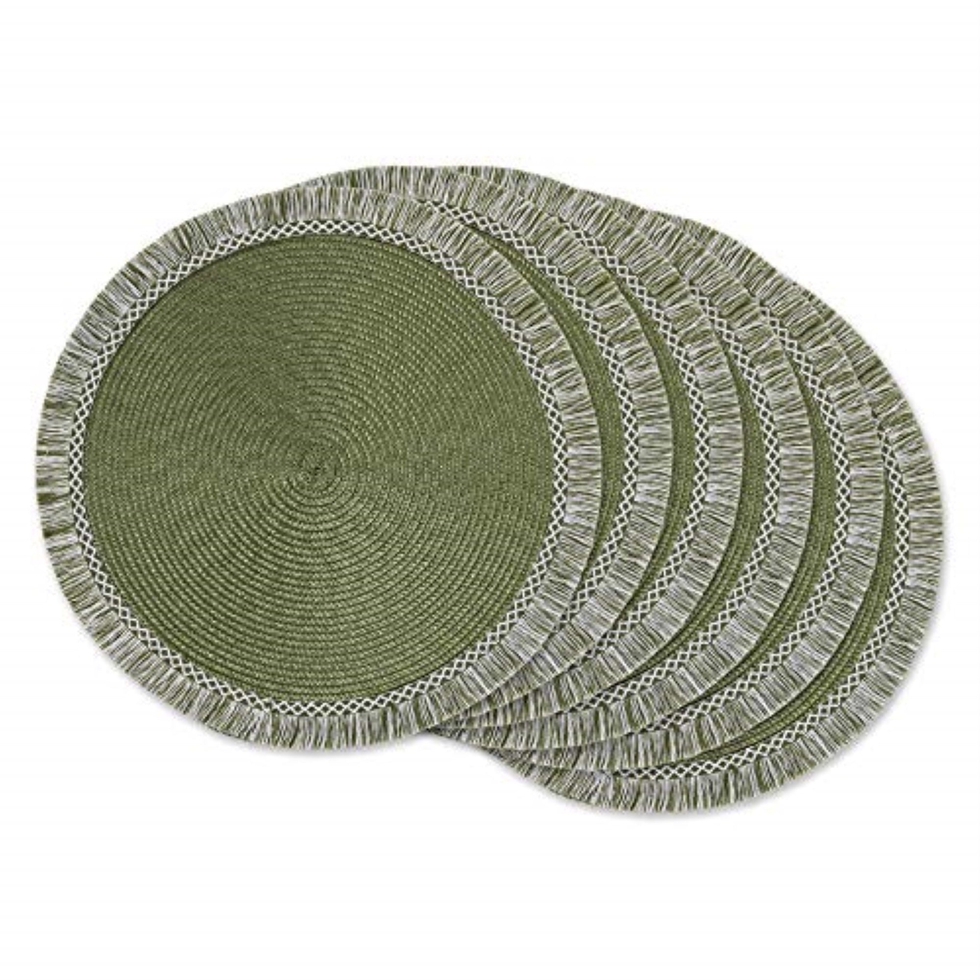 Dii Sage Round Fringed Placemat Set Of 6