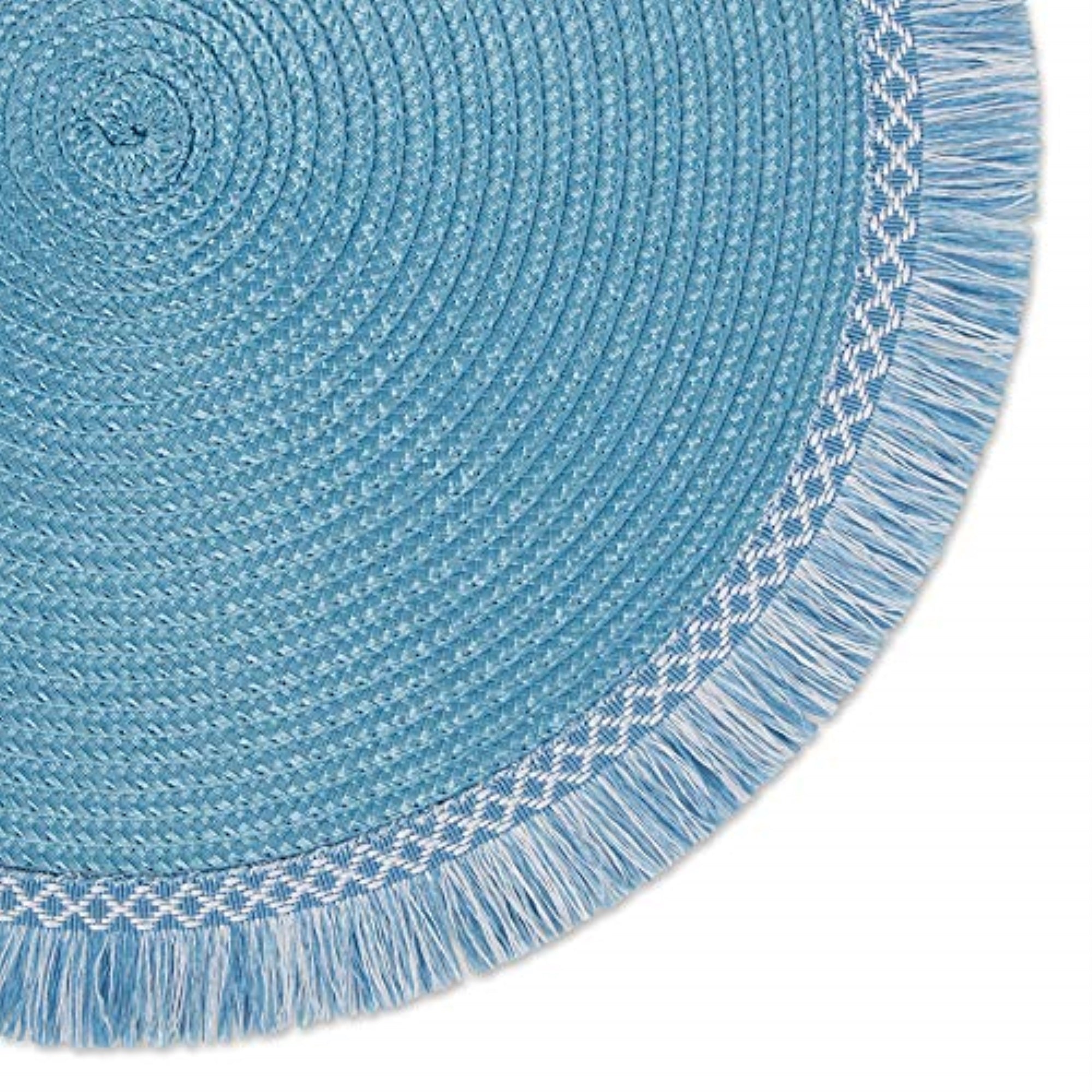 Dii Storm Blue Round Fringed Placemat Set Of 6