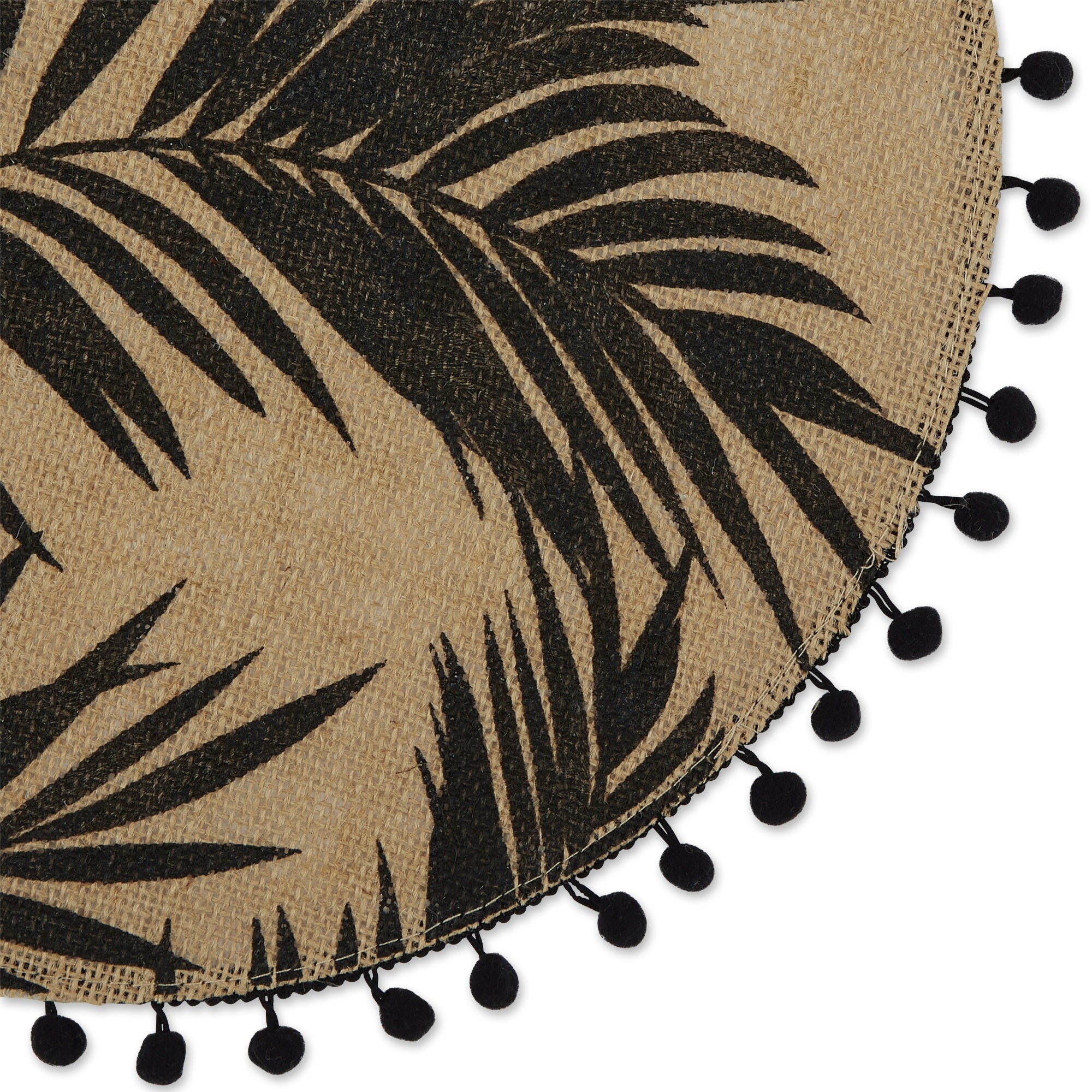 DII Black Fern Print On Natural Round Jute Placemat (Set of 6)