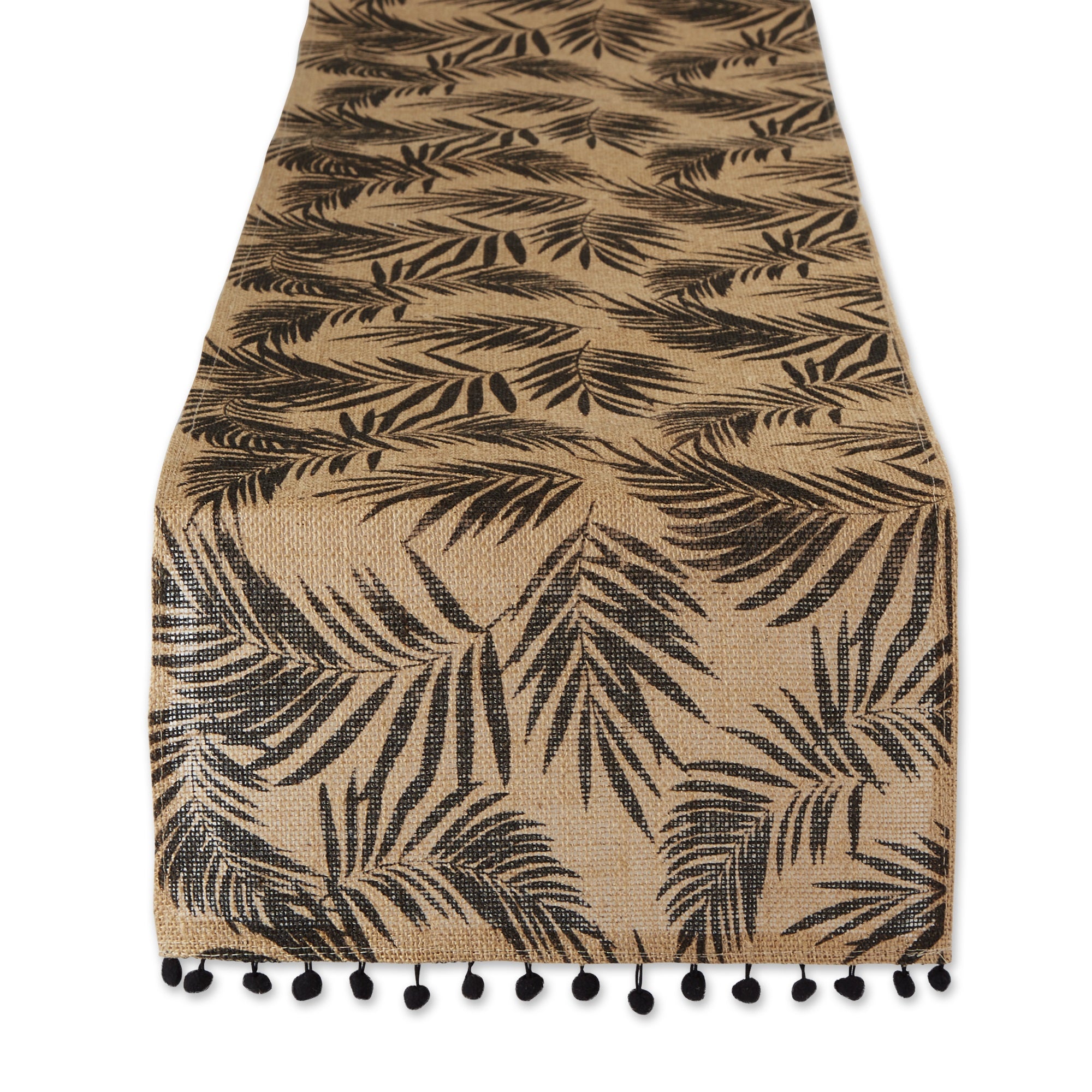 Dii Black Fern Print On Natural Jute Table Runner 14X72