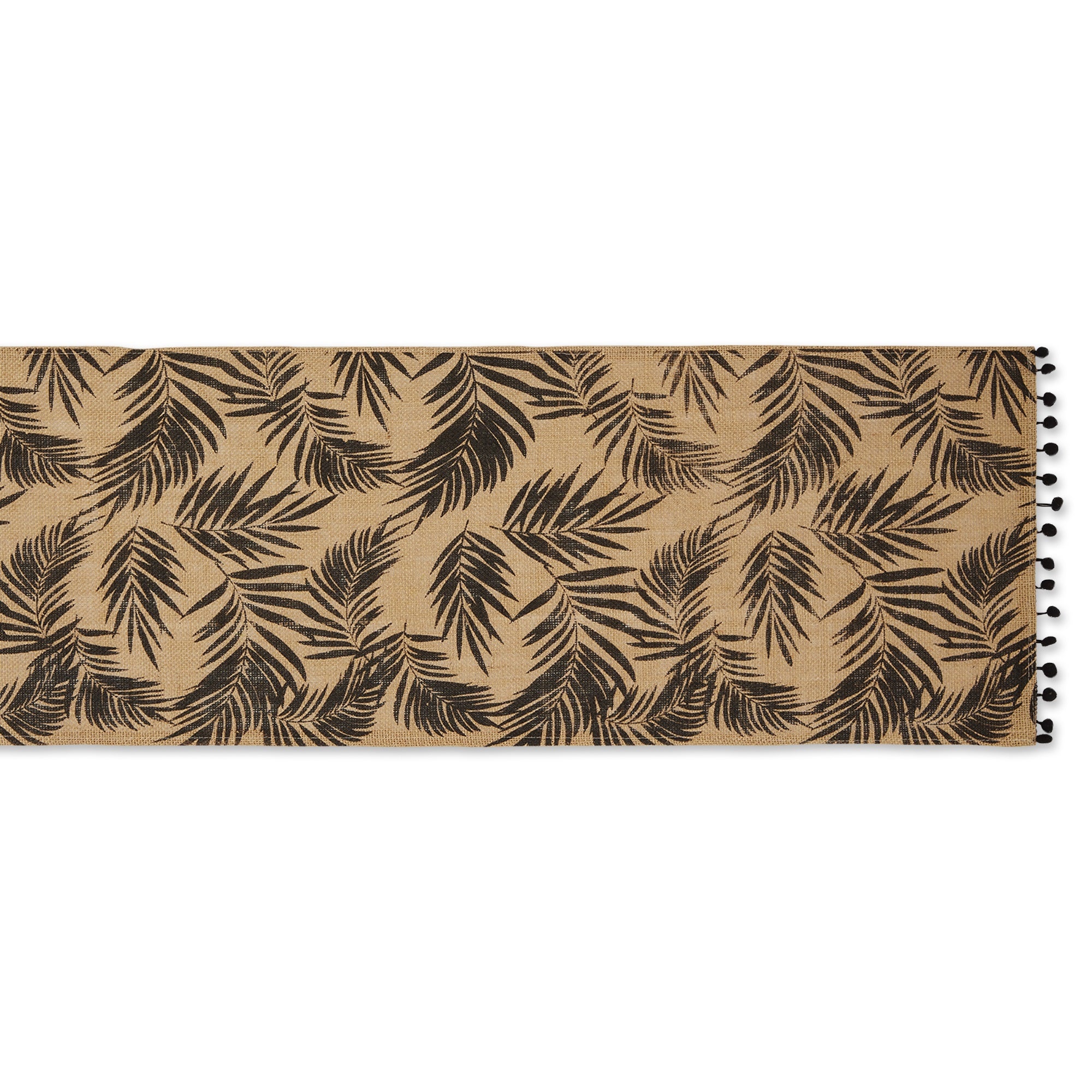 Dii Black Fern Print On Natural Jute Table Runner 14X72