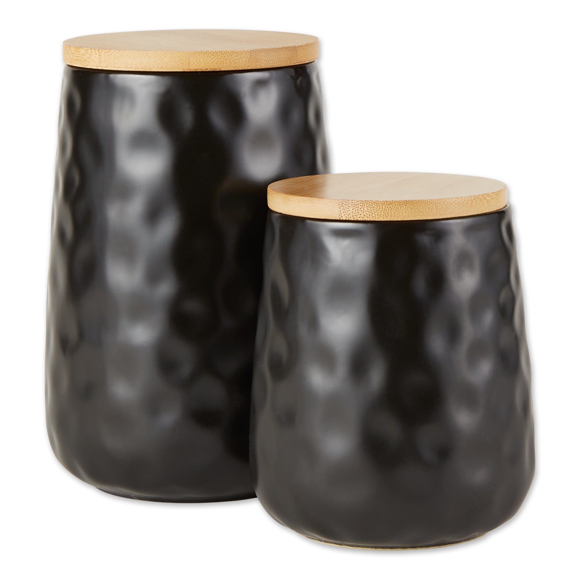 Dii Black Matte Dimple Texture Ceramic Canister (Set Of 2)