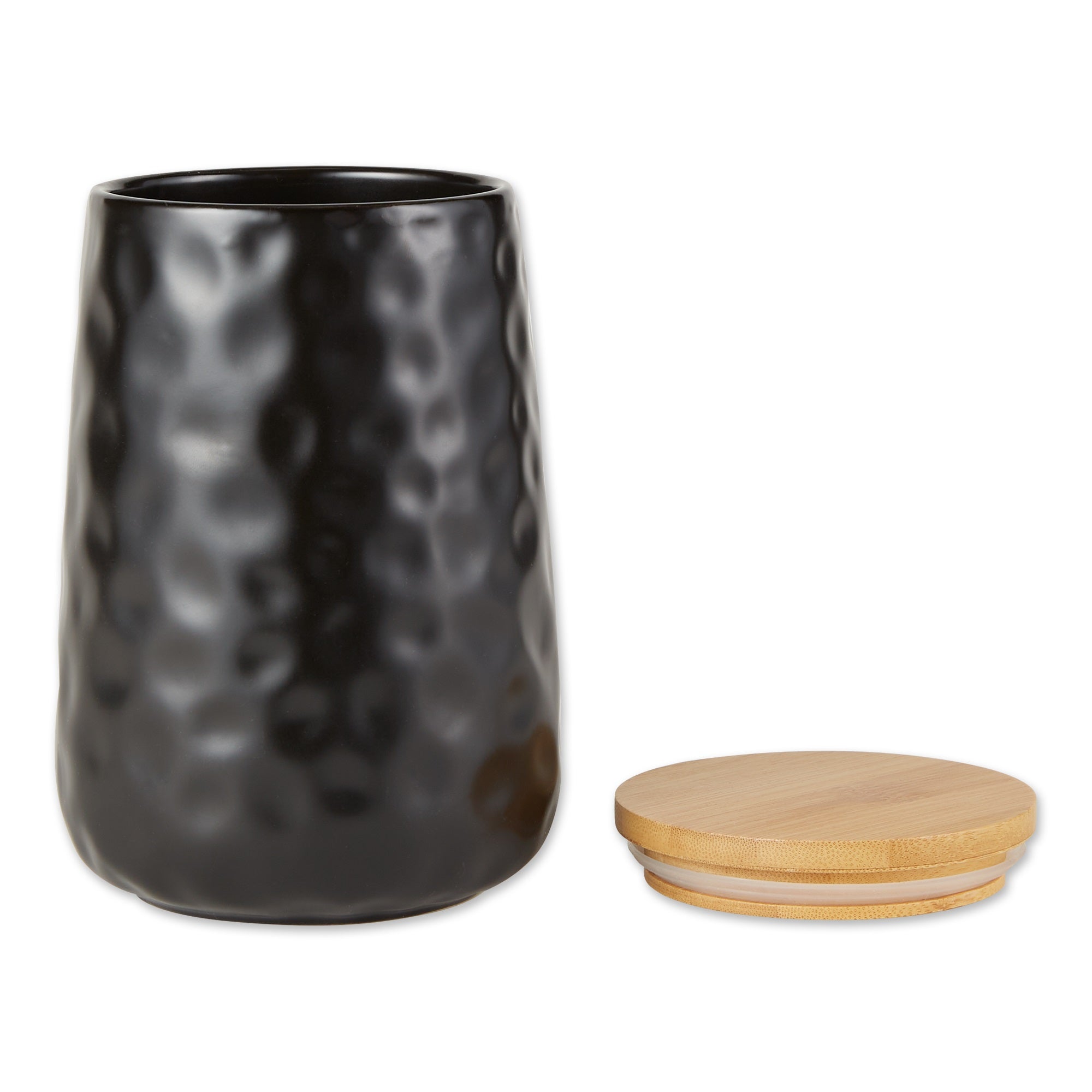DII Black Matte Dimple Texture Ceramic Canister (Set of 2)